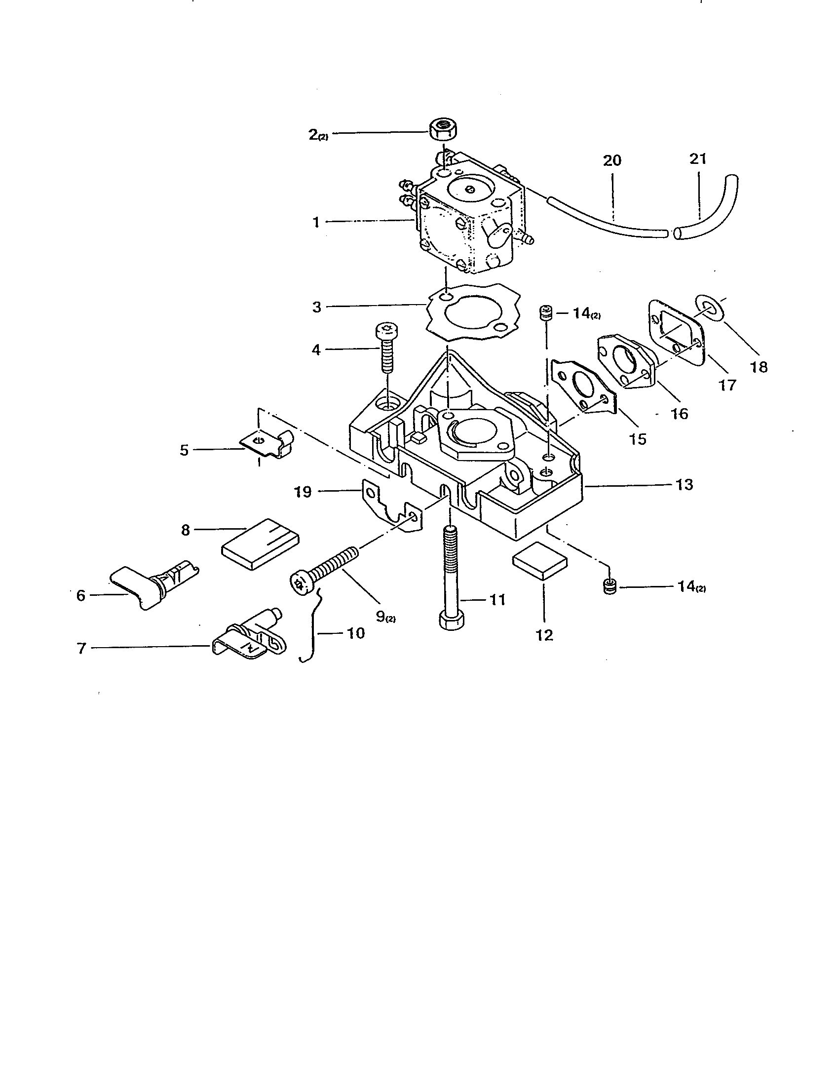 Makita DCS341 carburetor cpl., intermediate flange diagram