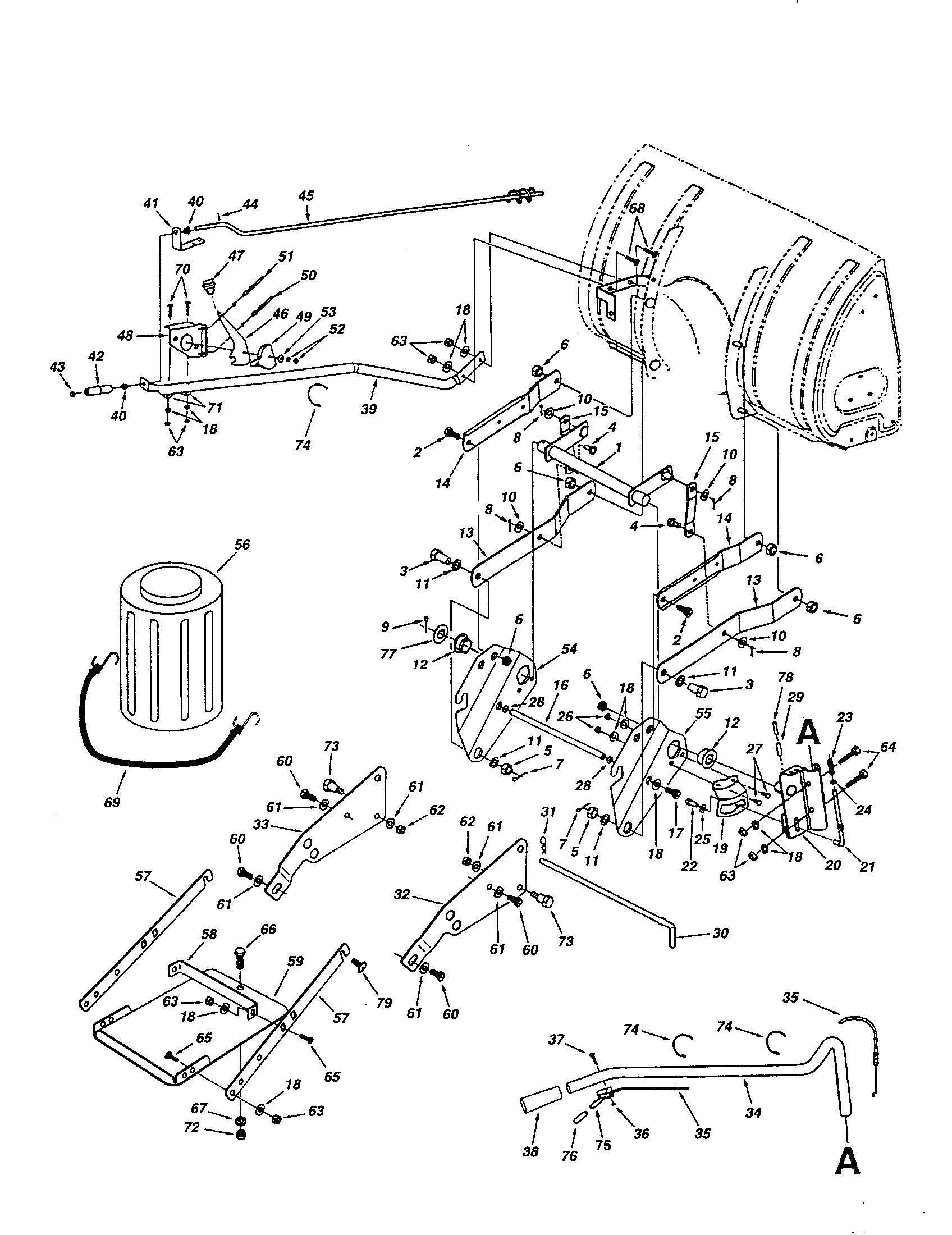 Craftsman 486248400 lift assembly diagram