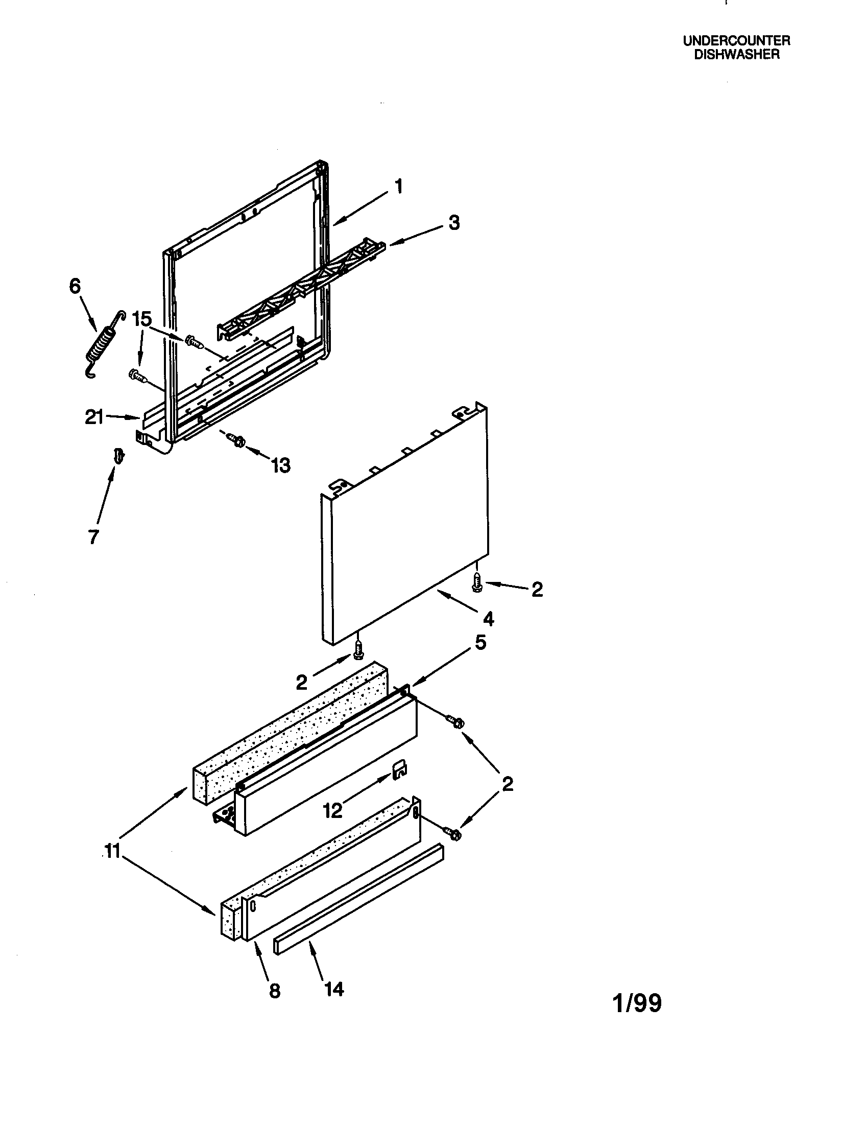 KitchenAid KUDS25SHBS0 door and panel diagram