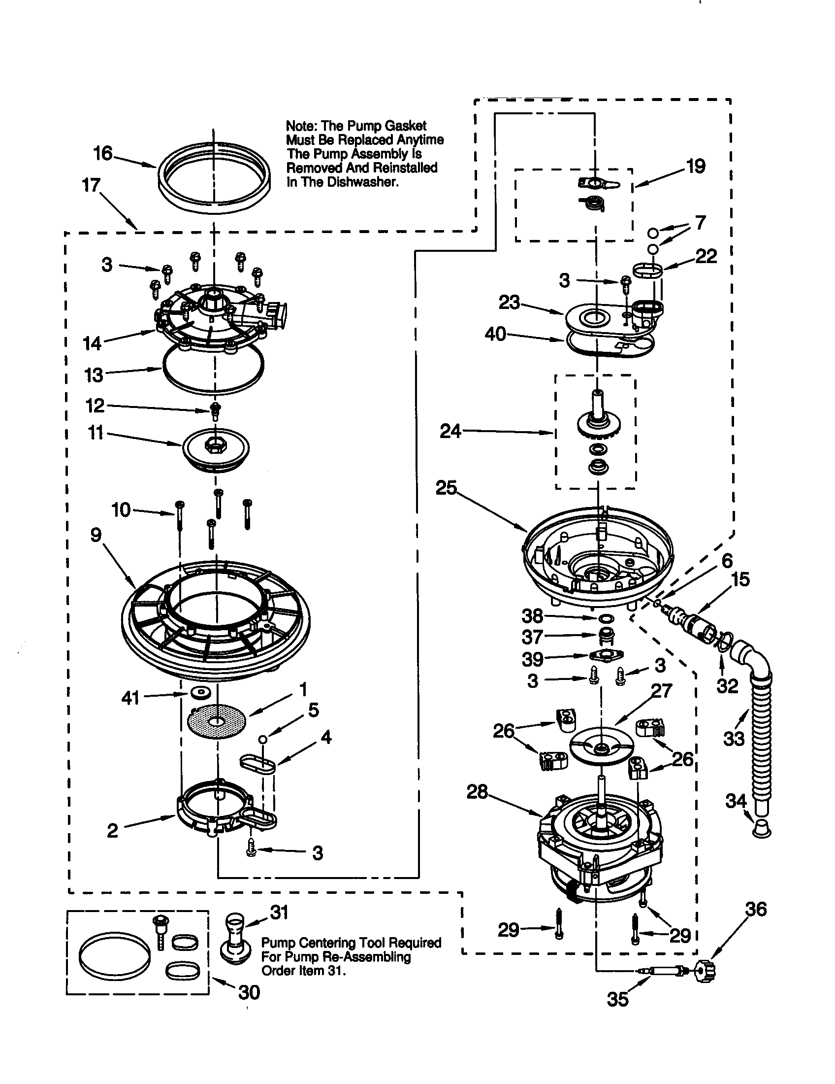 KitchenAid KUDS25SHBS0 pump and motor diagram