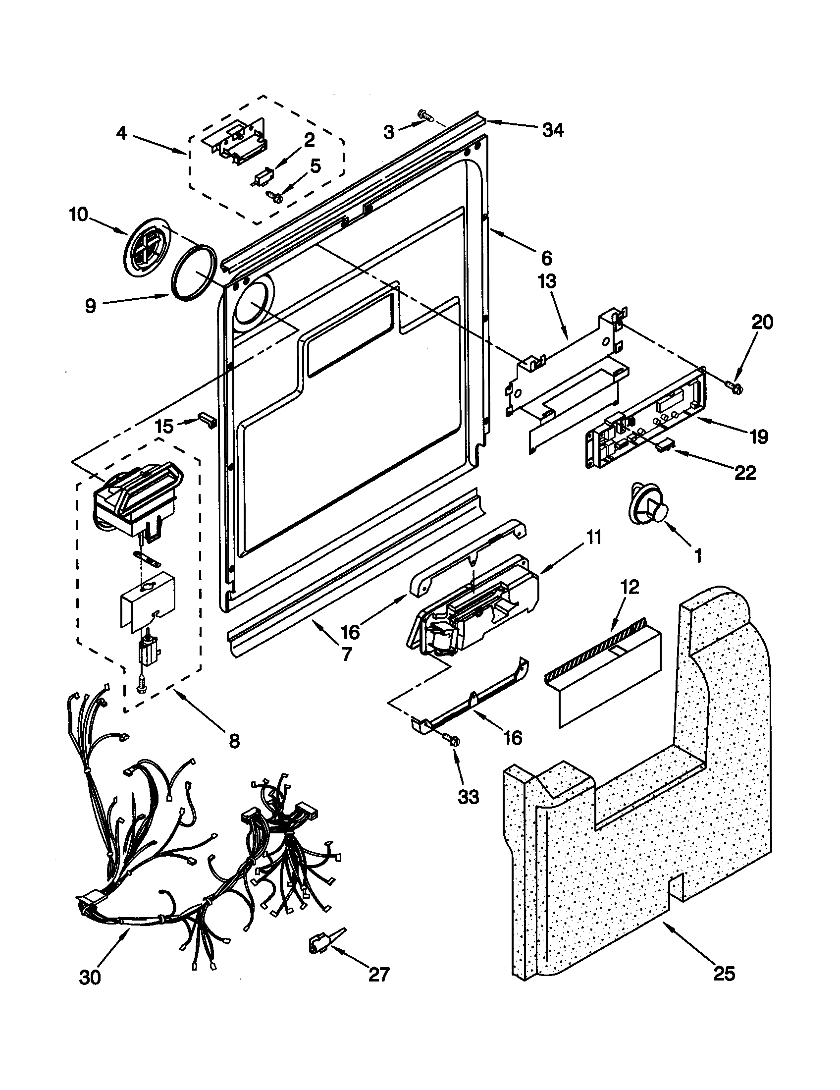 KitchenAid KUDY24SEWH5 door and latch diagram
