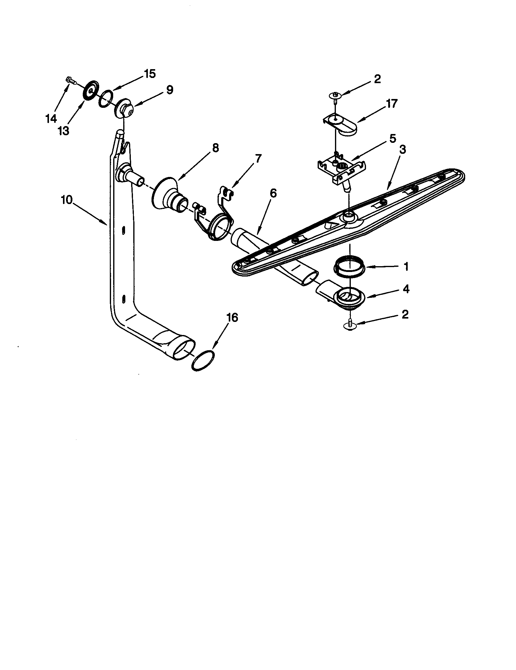KitchenAid KUDY24SEWH5 upper wash and rinse diagram