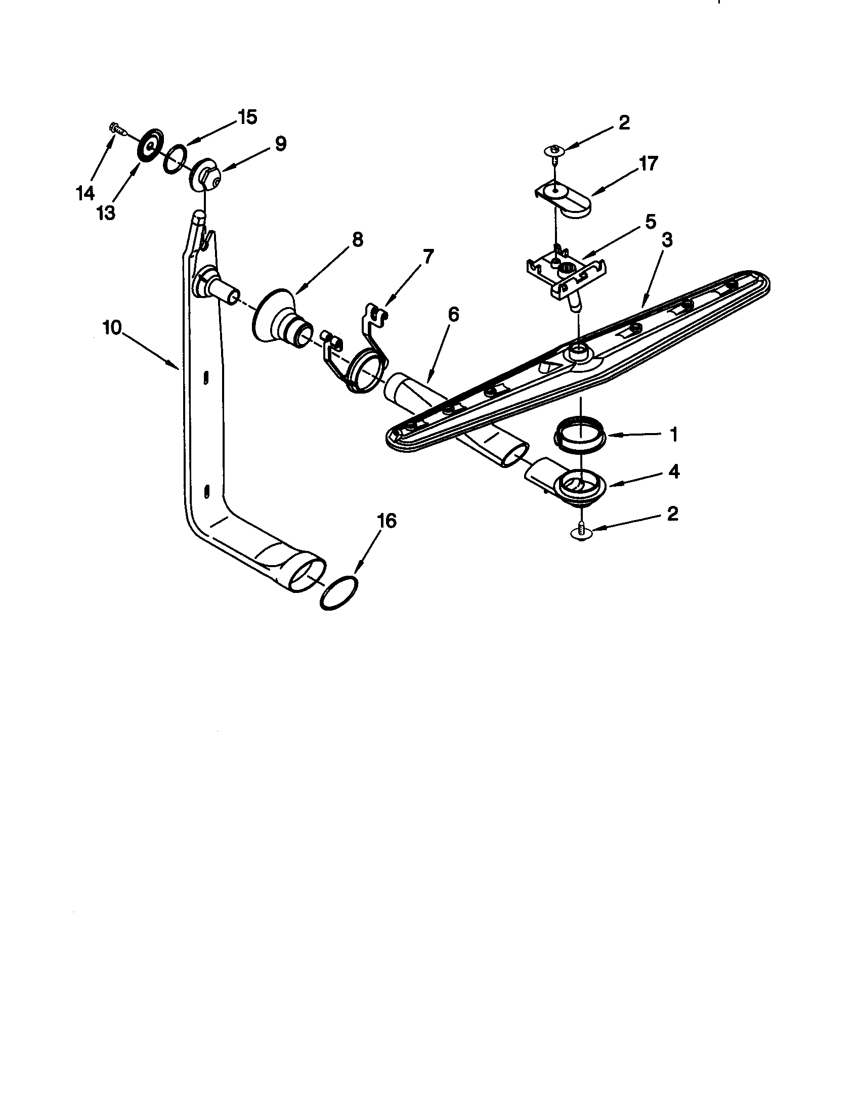 KitchenAid KUDV24SEBL5 upper wash and rinse diagram