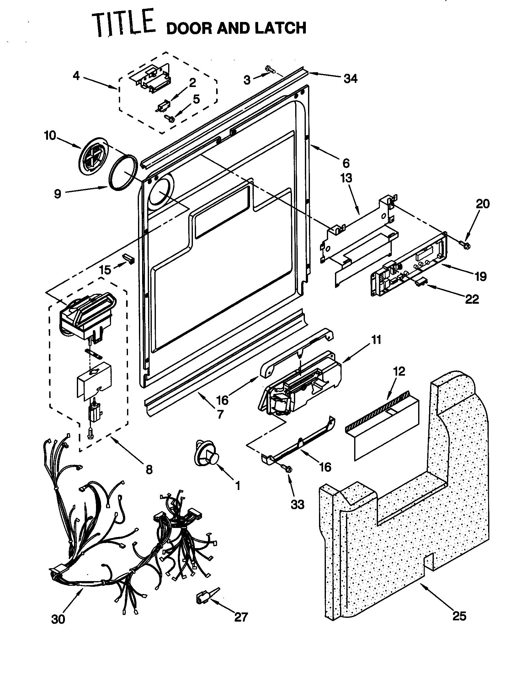 KitchenAid KUDR24SEWH5 door and latch diagram