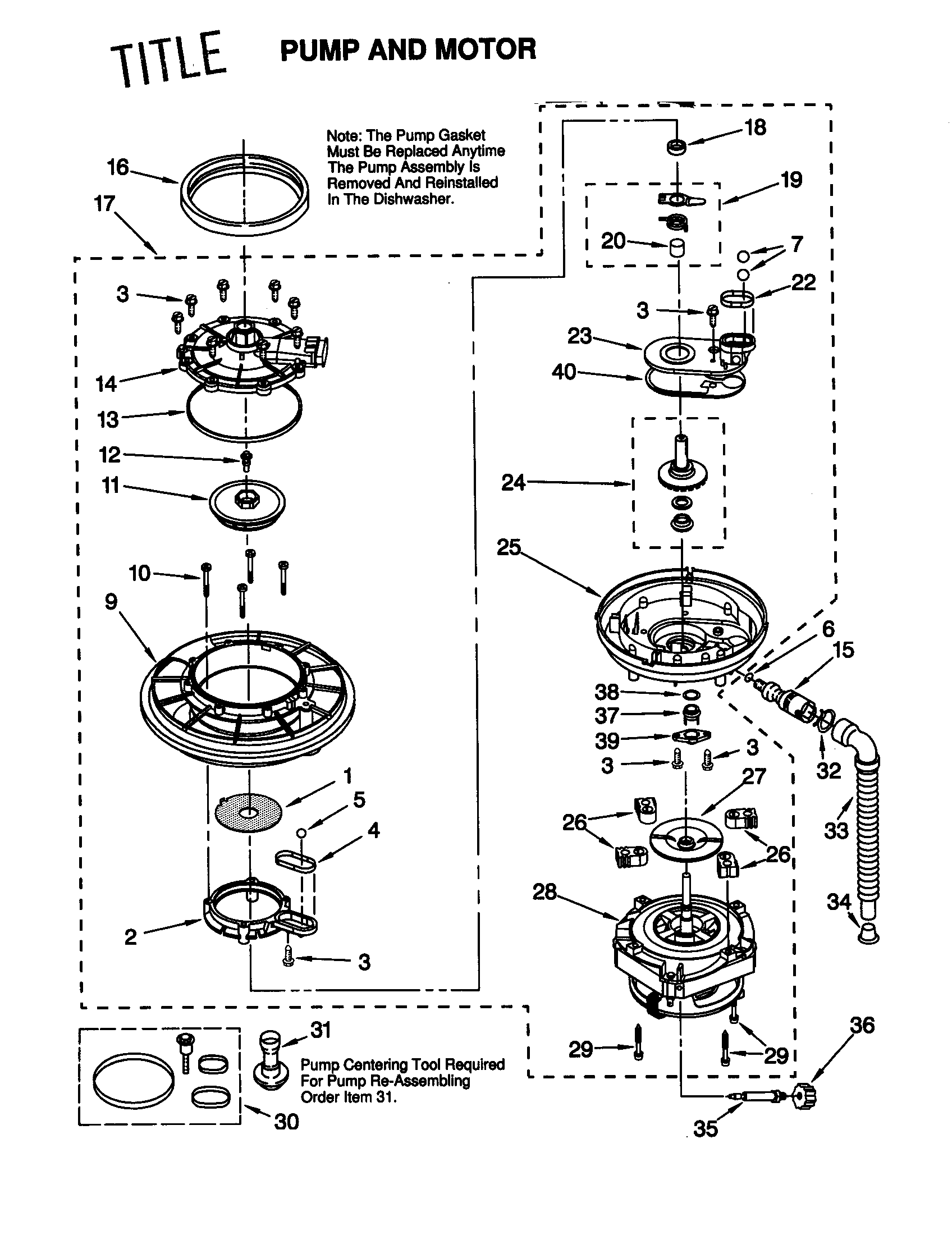 KitchenAid KUDR24SEWH5 pump and motor diagram