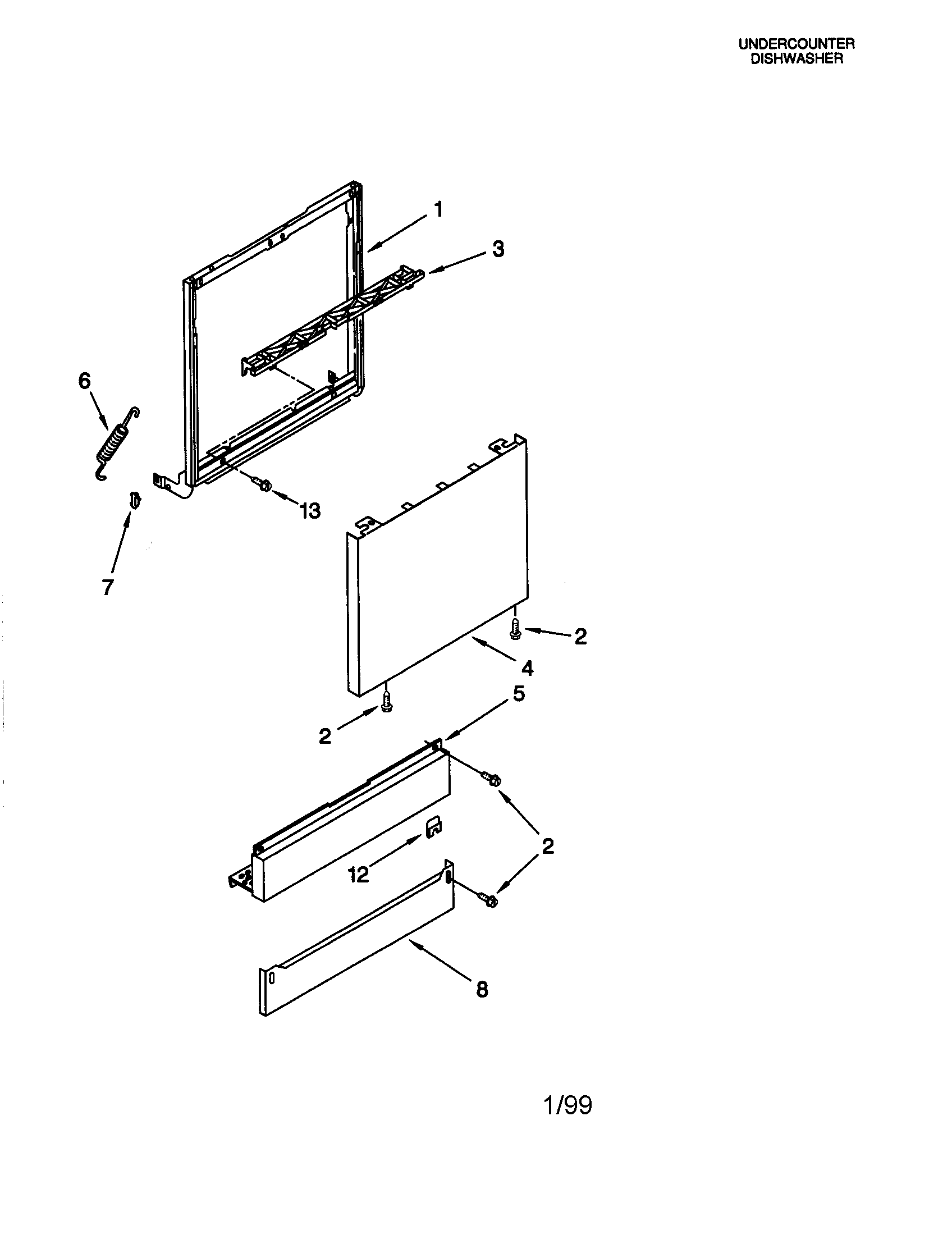 KitchenAid KUDI24SEBL5 door and panel diagram