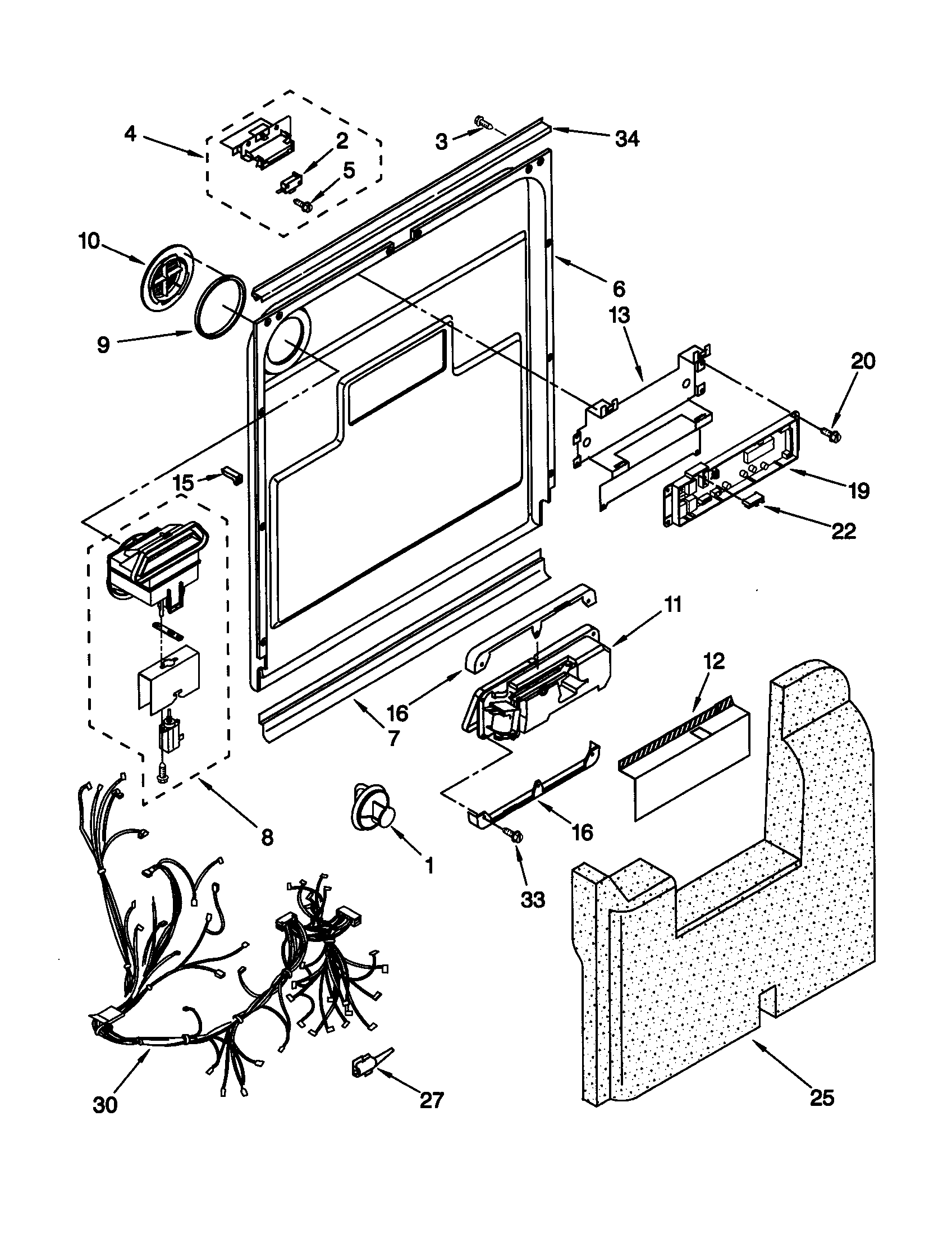 KitchenAid KUDI24SEBL5 door and latch diagram