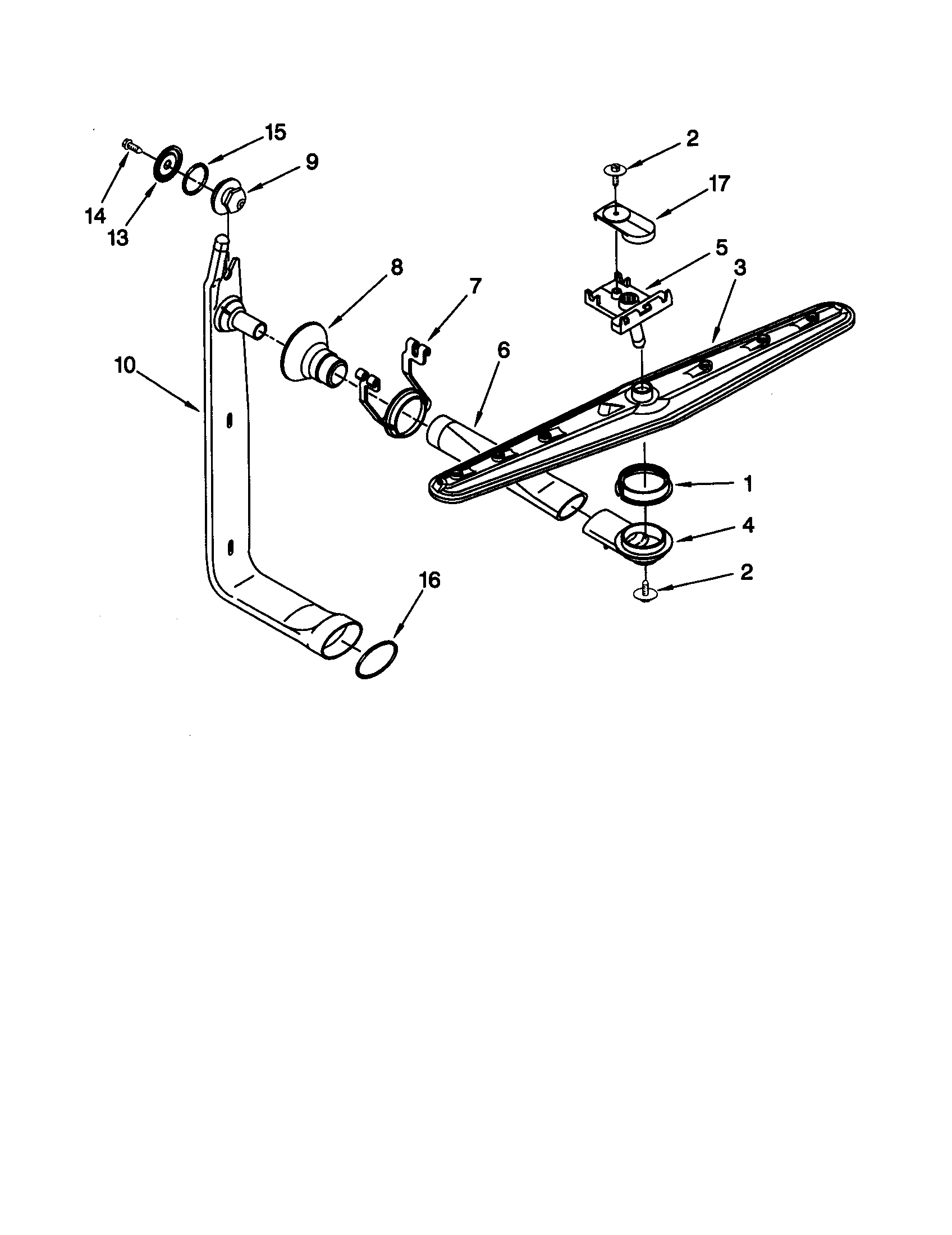 KitchenAid KUDI24SEBL5 upper wash and rinse diagram