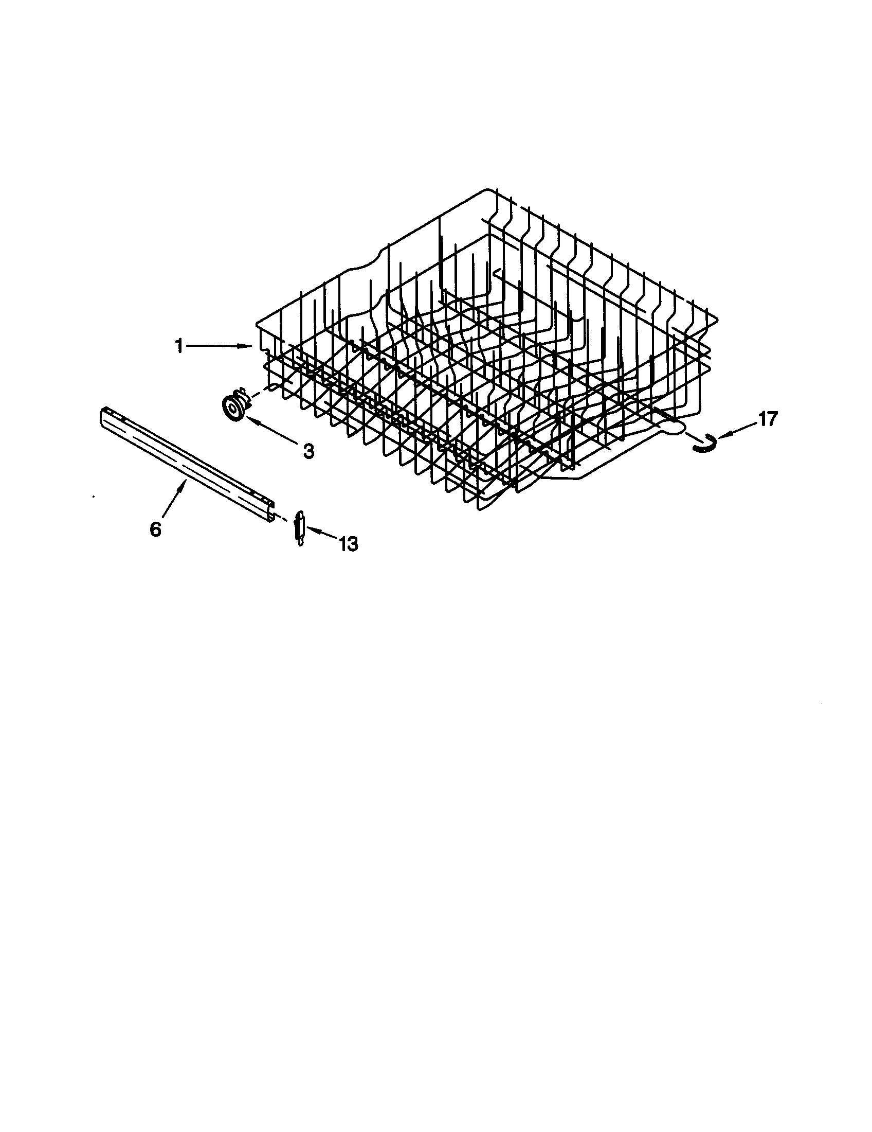 KitchenAid KUDI24SEBL5 upper rack and track diagram