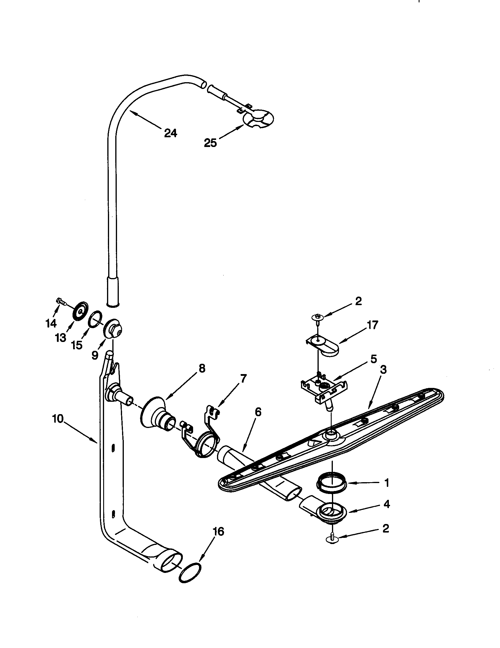 KitchenAid KUDC25CHWH0 upper wash and rinse diagram