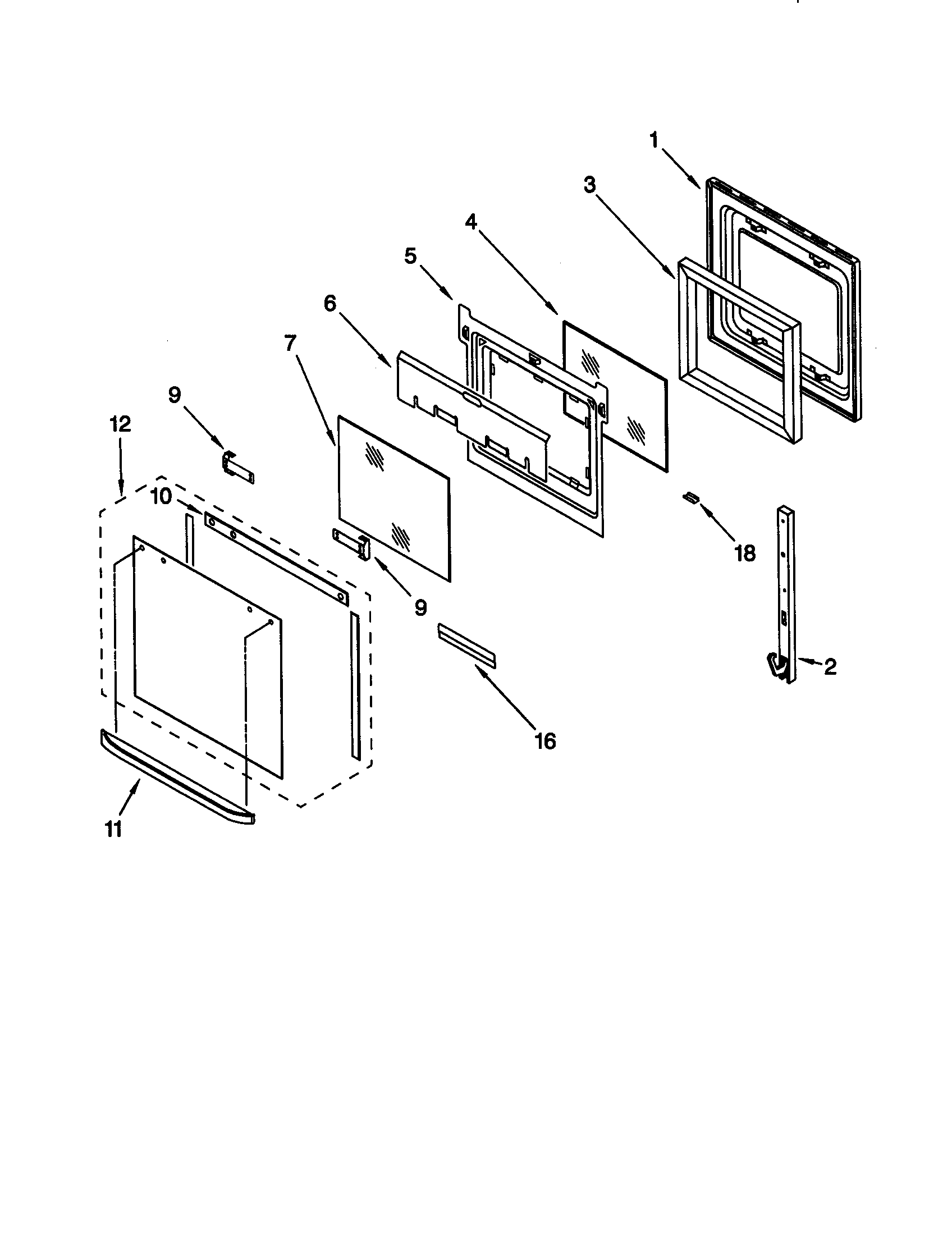 KitchenAid KEBI171DWH7 oven door diagram