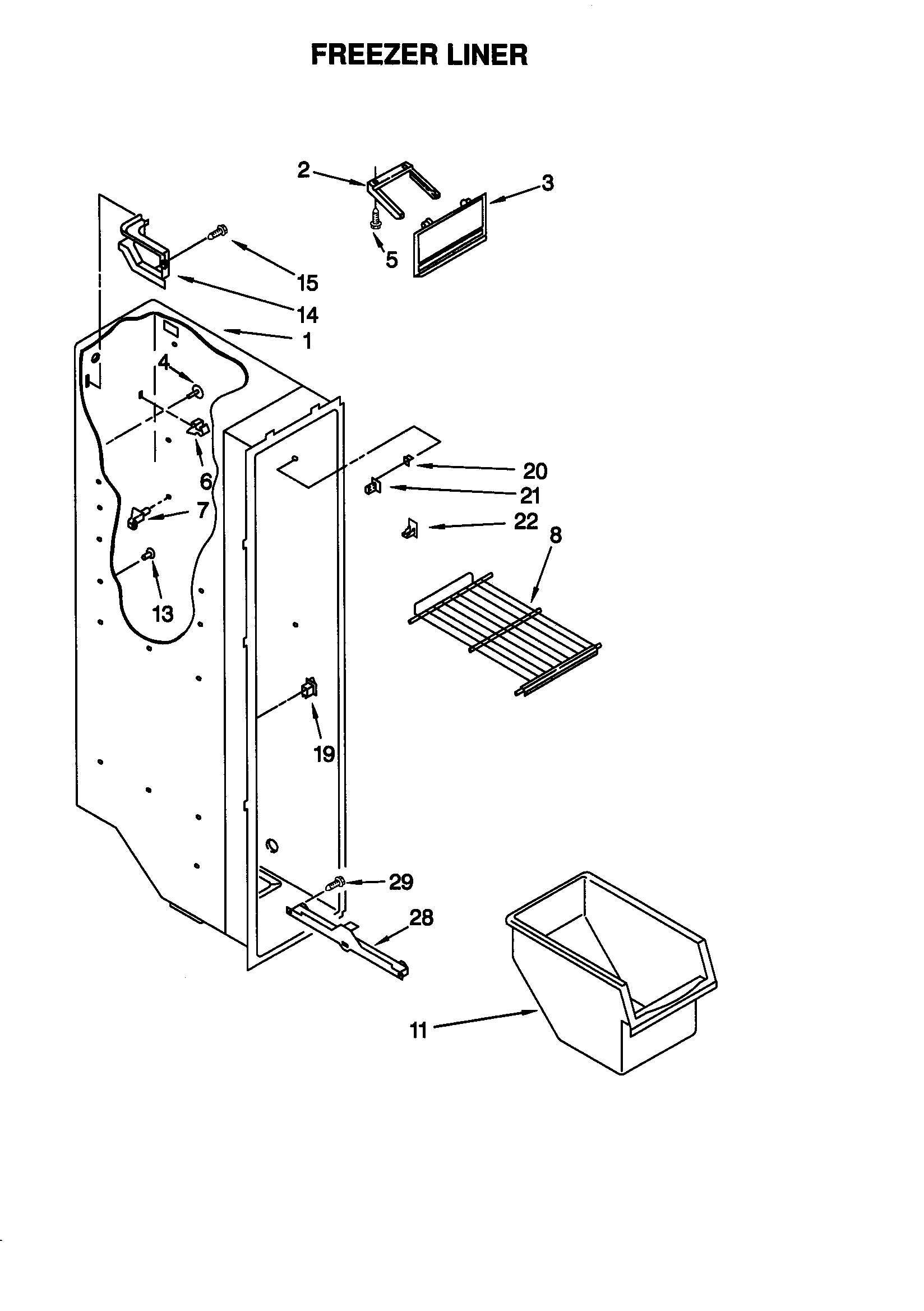 Kenmore 10659082891 freezer liner diagram