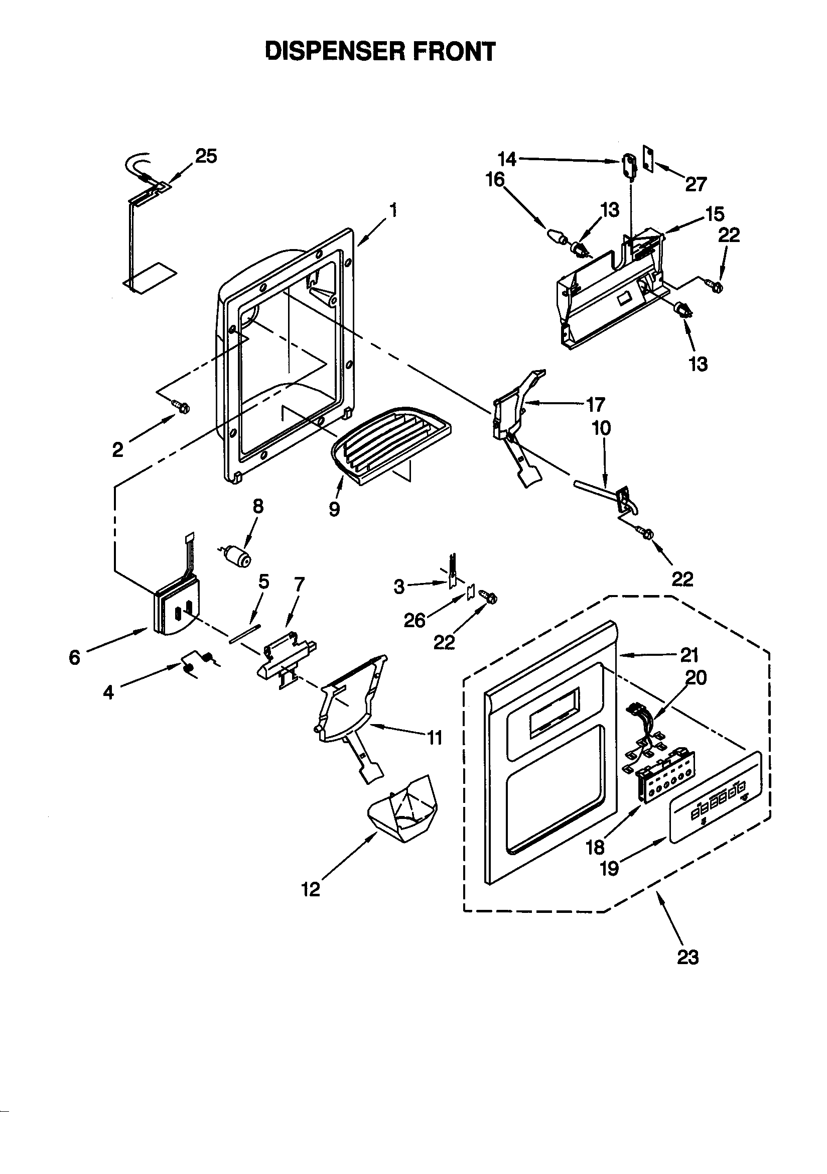 Kenmore 10659082891 dispenser front diagram