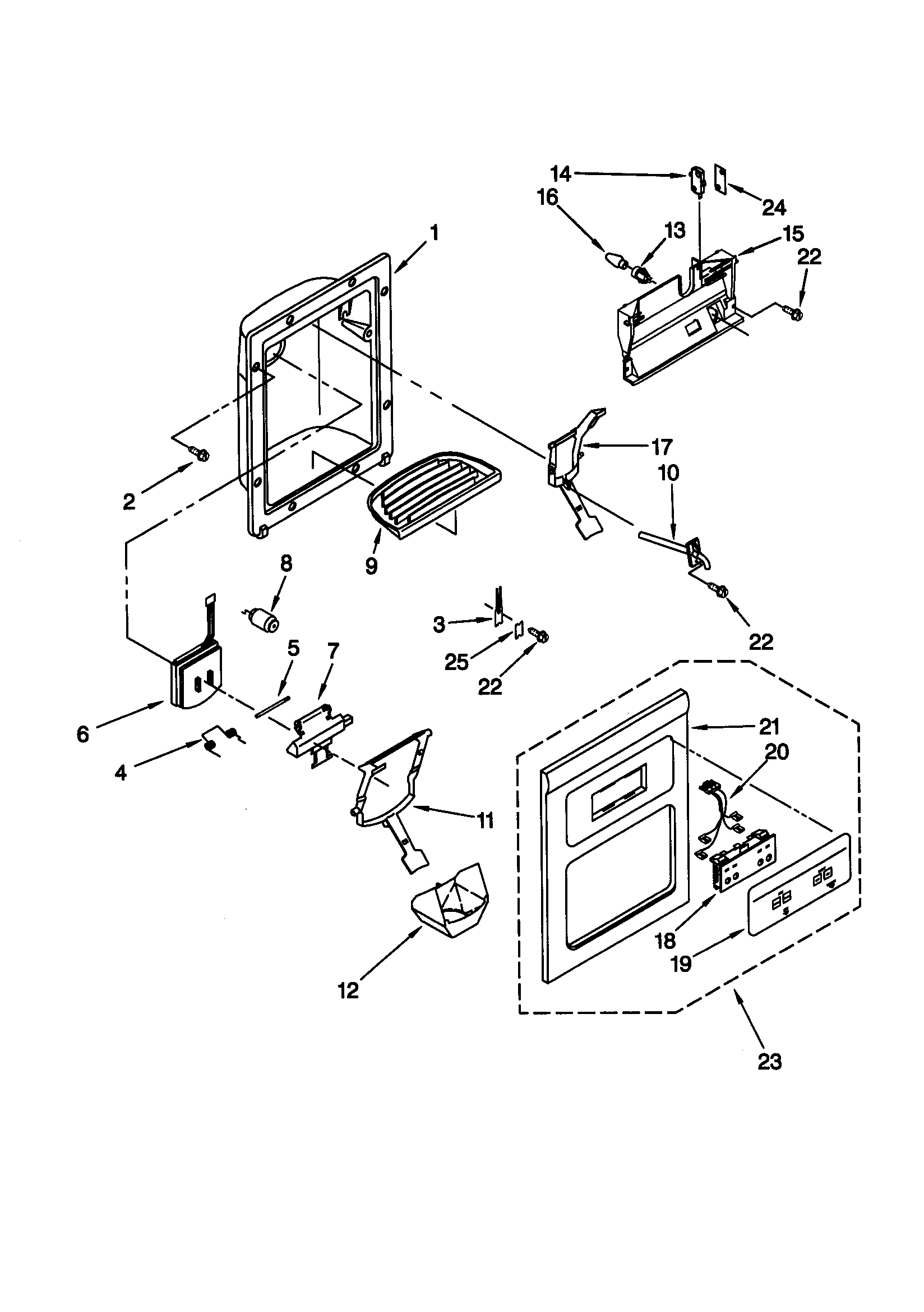 Kenmore 10659222990 dispenser front diagram
