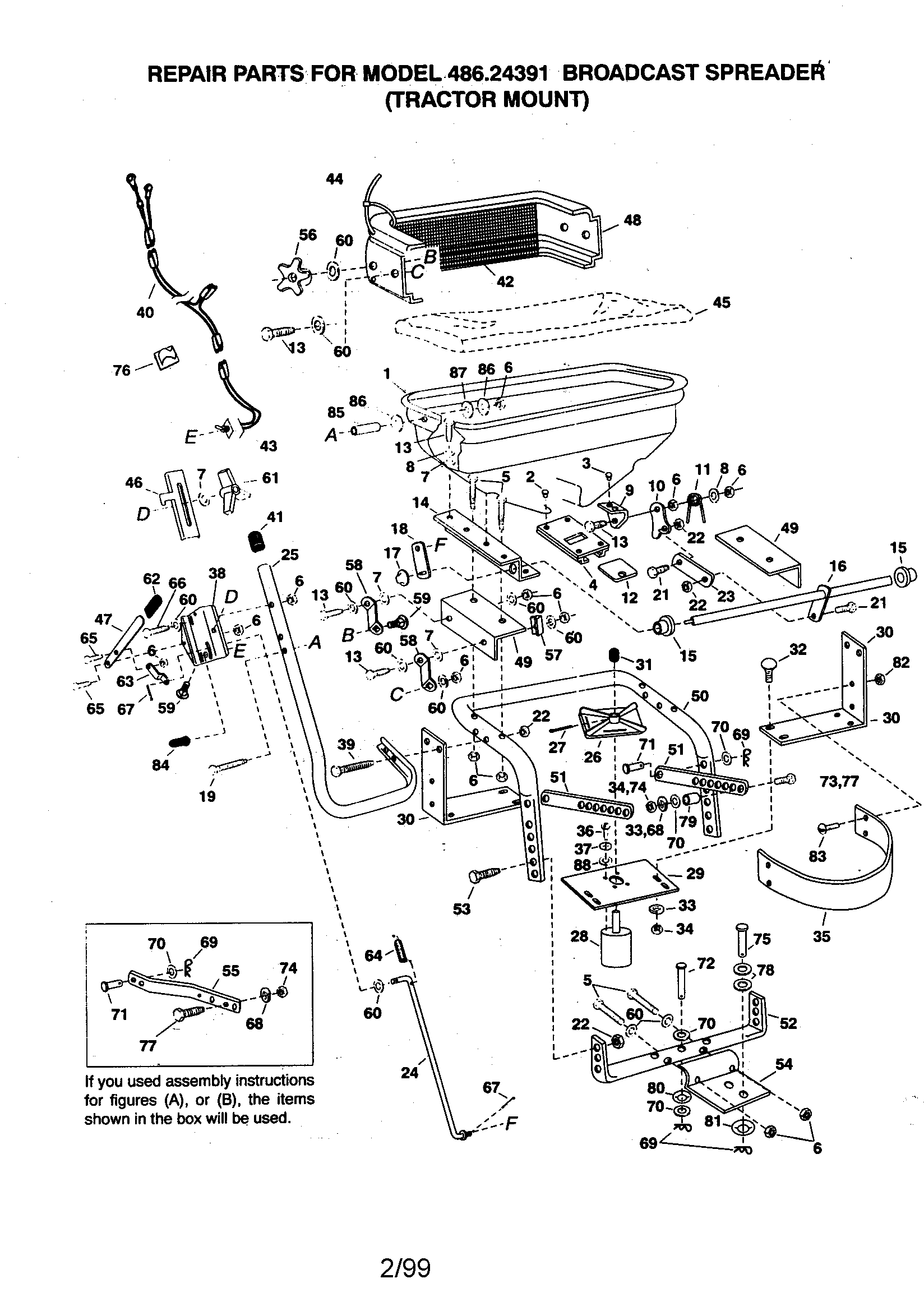 Craftsman 48624391 broadcast spreader diagram