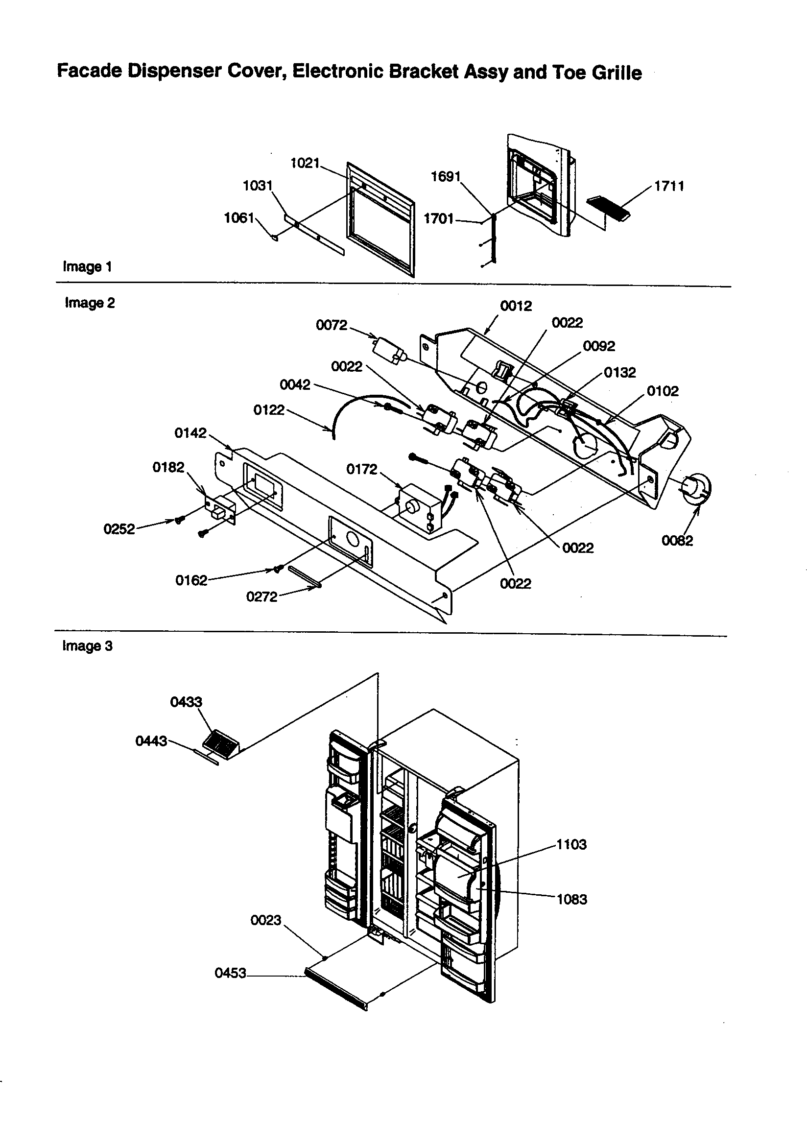 Kenmore 59658697890 dispenser/elec. bracket/toe grille diagram
