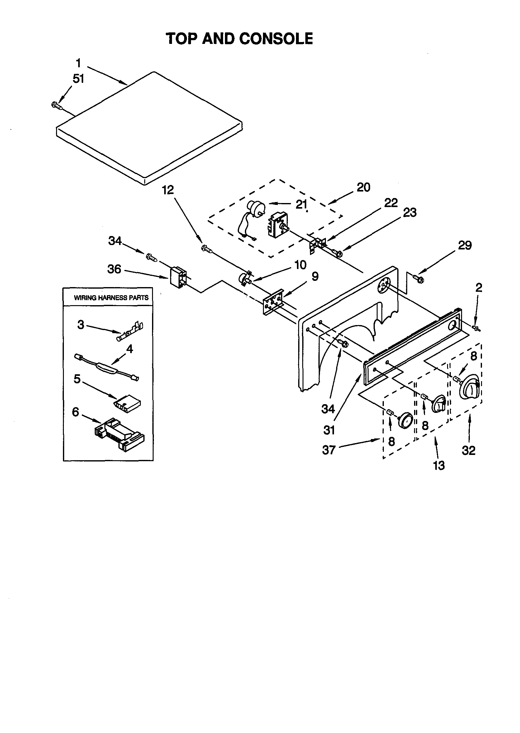 Kenmore 11089182990 top and console diagram