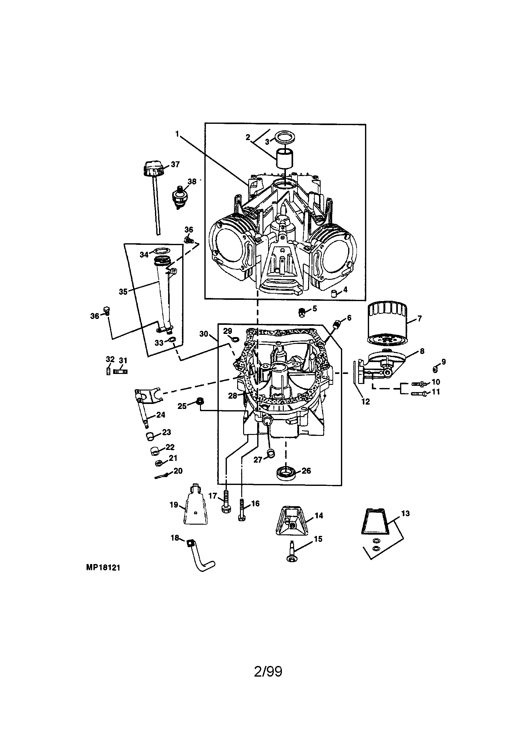 Sabre M02048HXXXXXX cylinder block and dipstick diagram