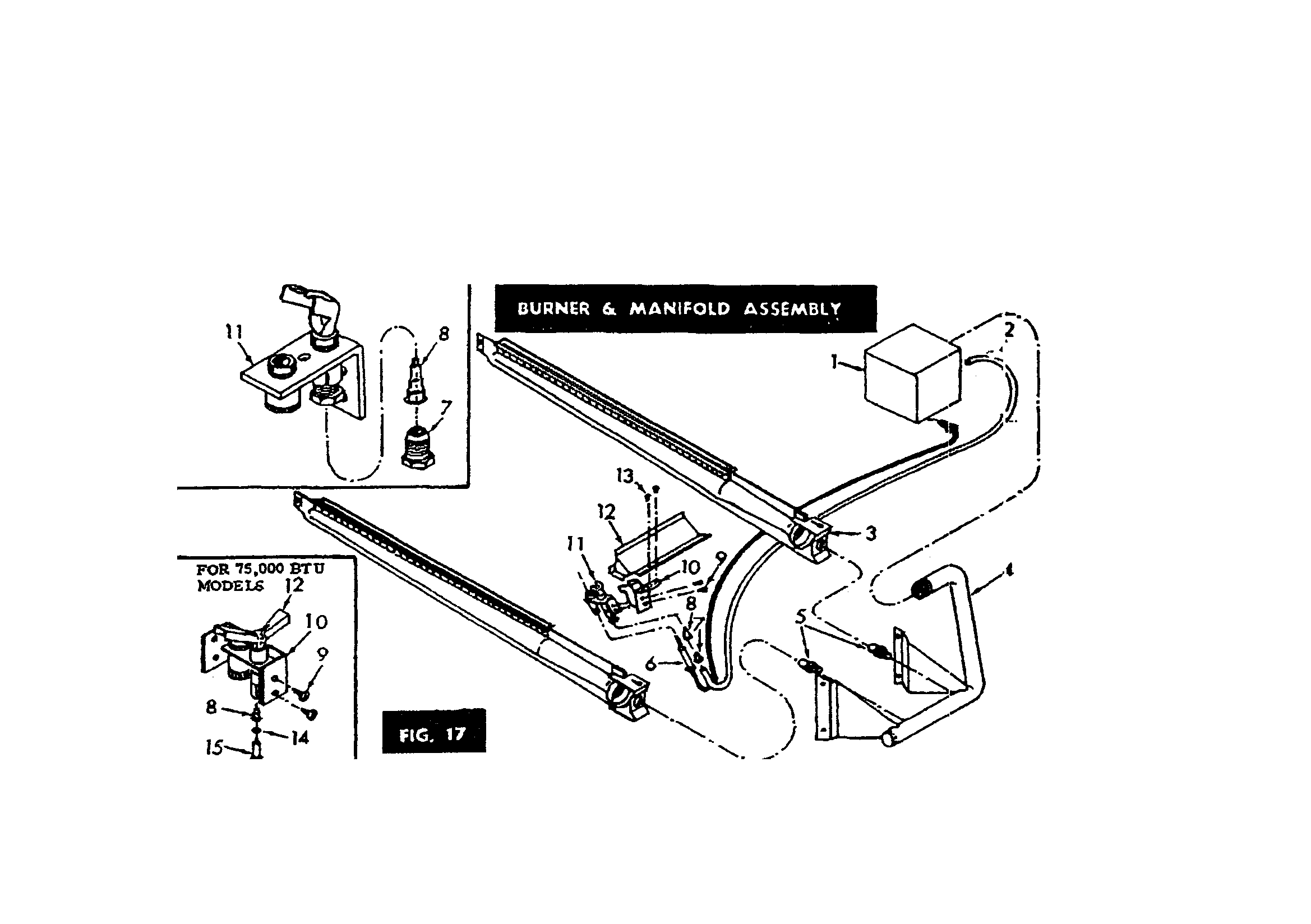 Kenmore 867773860 fig.17 burner/manifold assembly diagram