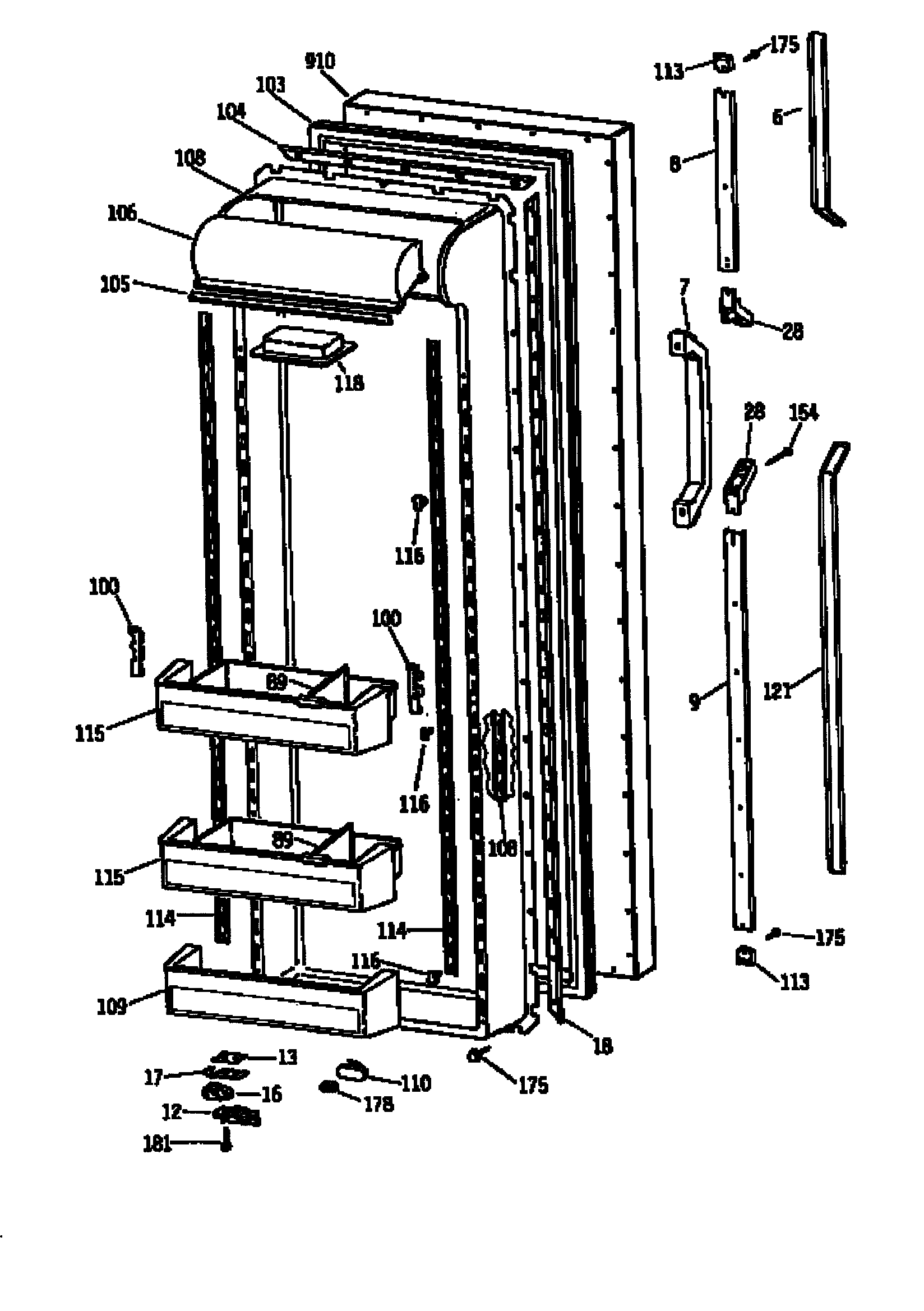 GE TFH27PRSMAA fresh food door diagram