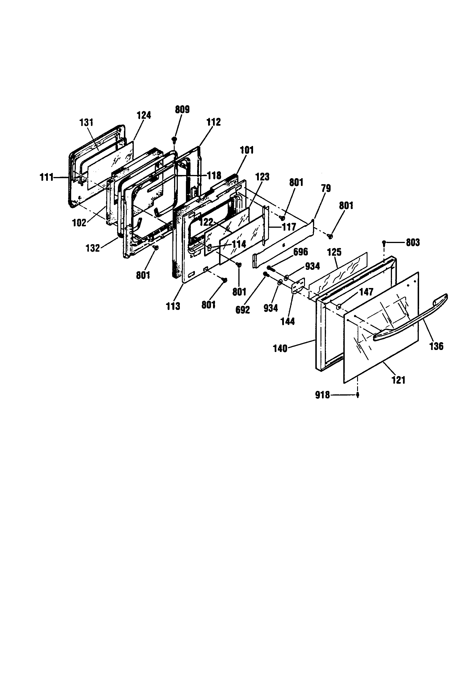 Kenmore 91141389890 upper door diagram