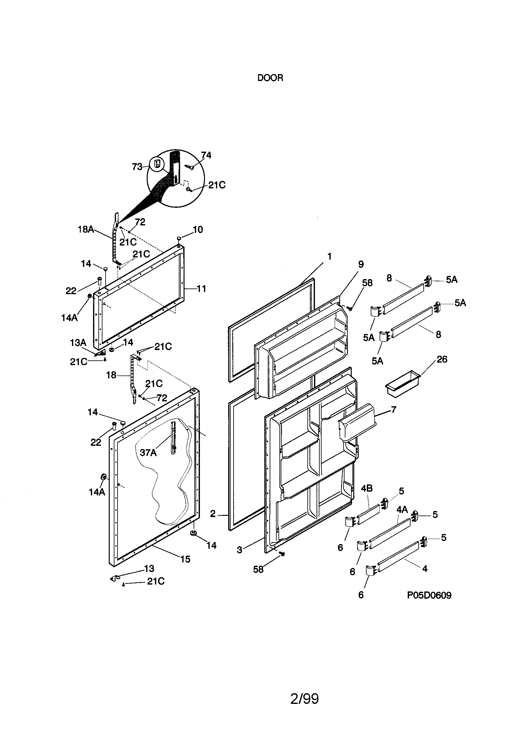 Kenmore 25379152990 door diagram