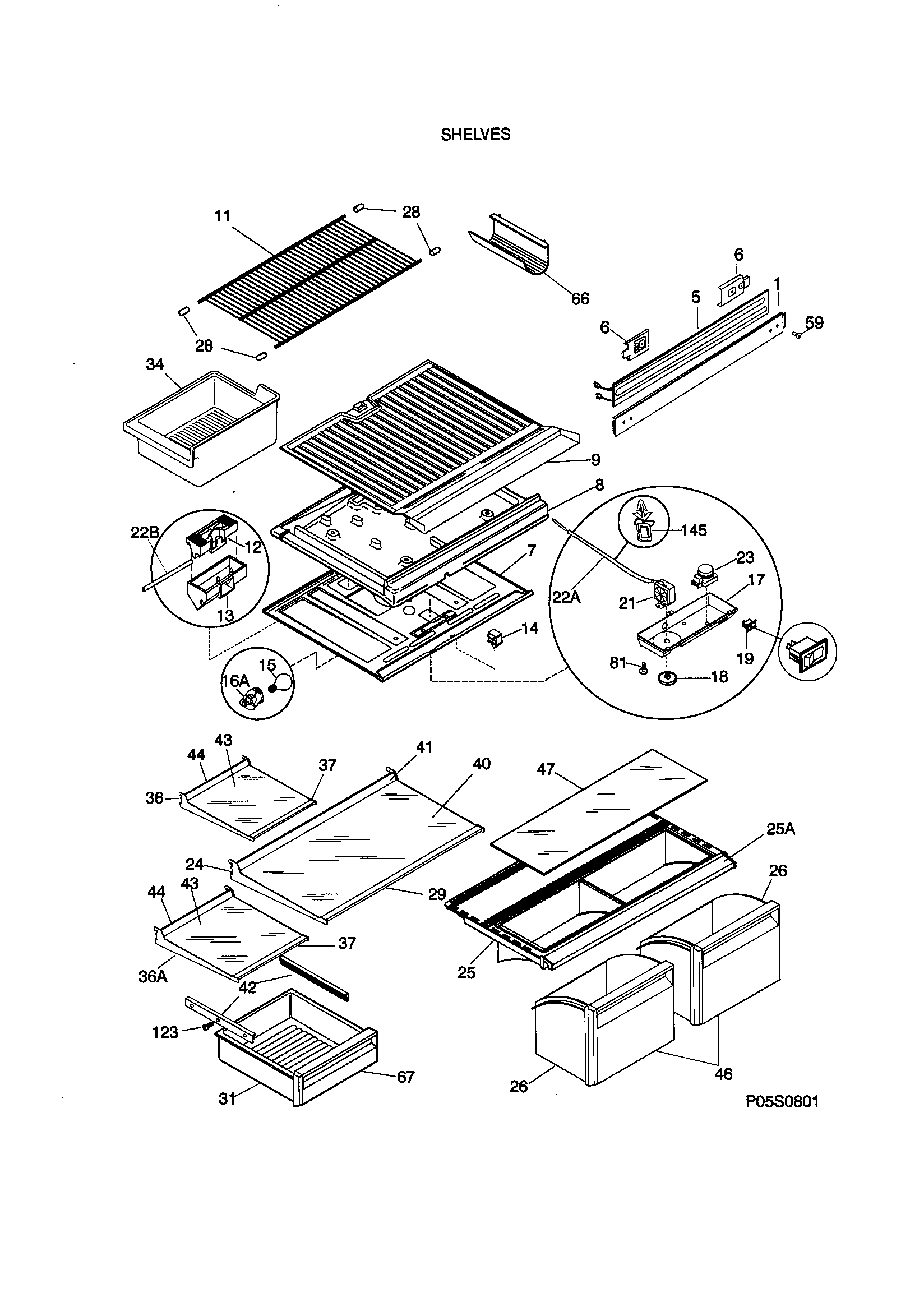 Kenmore 25379152990 shelves diagram