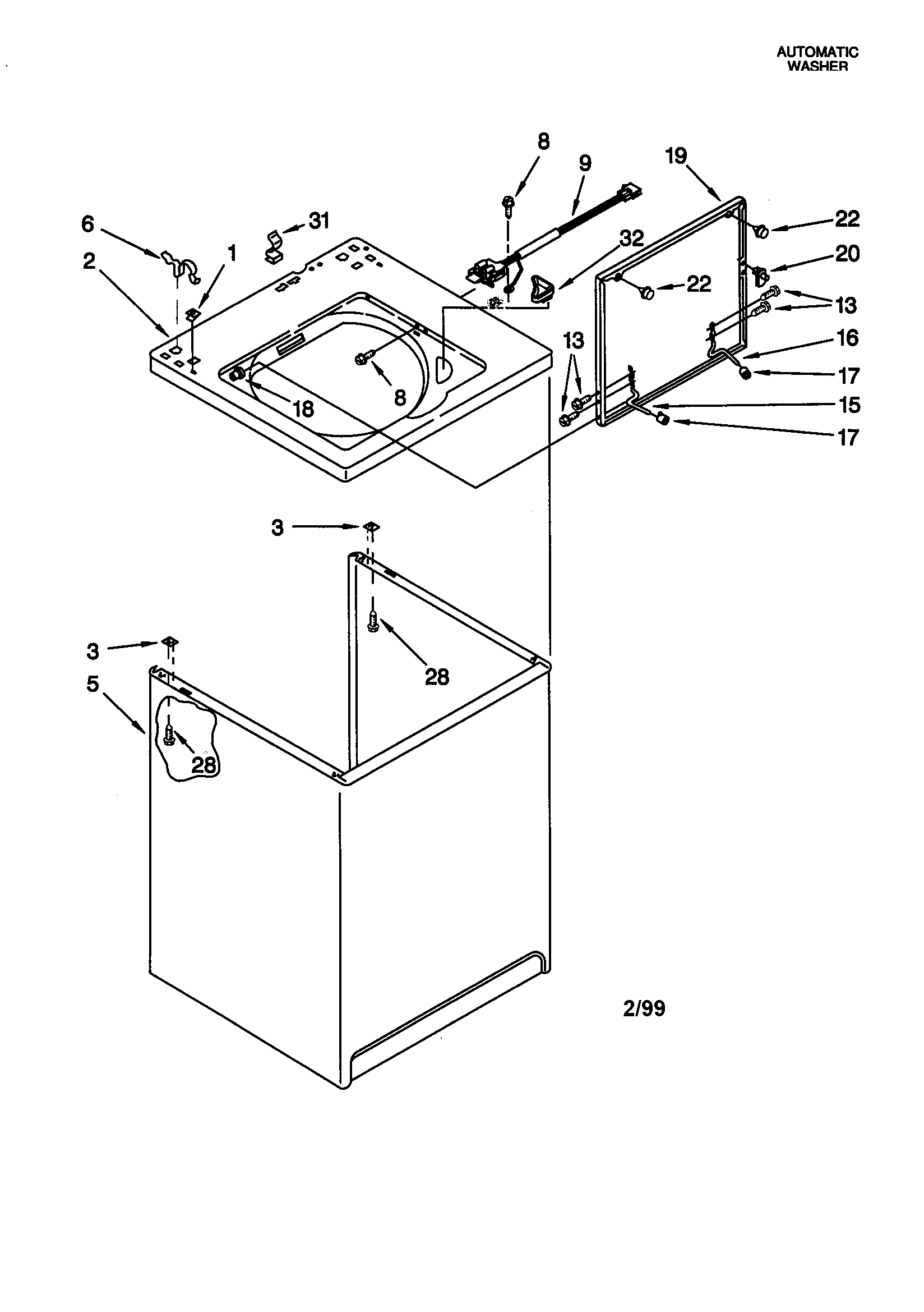 Whirlpool LXR9200HQ0 top and cabinet diagram