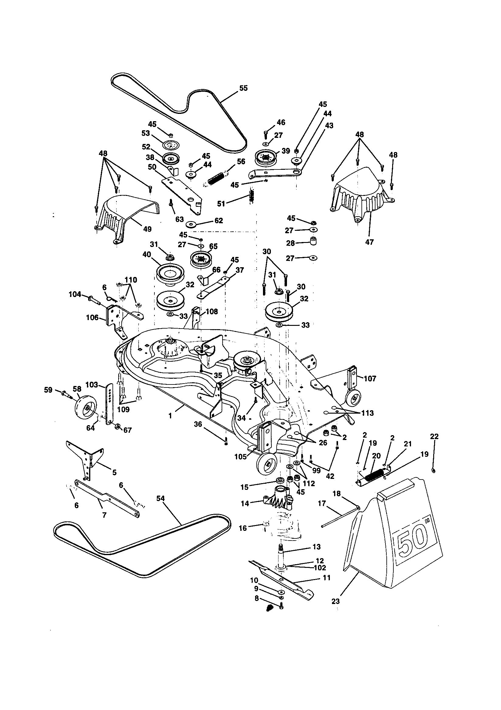 Craftsman 944609940 mower deck diagram