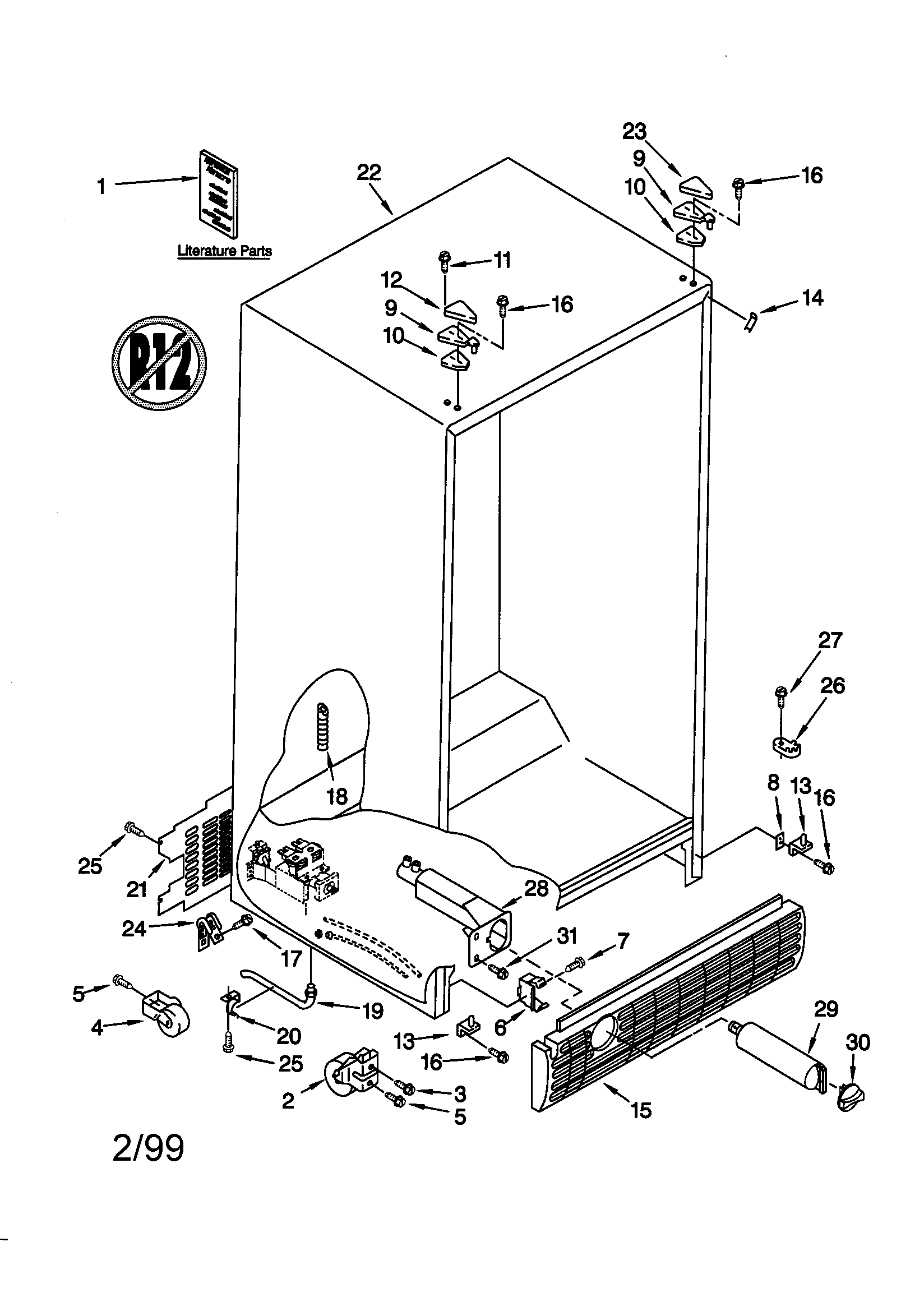 Kenmore 10658599891 cabinet diagram