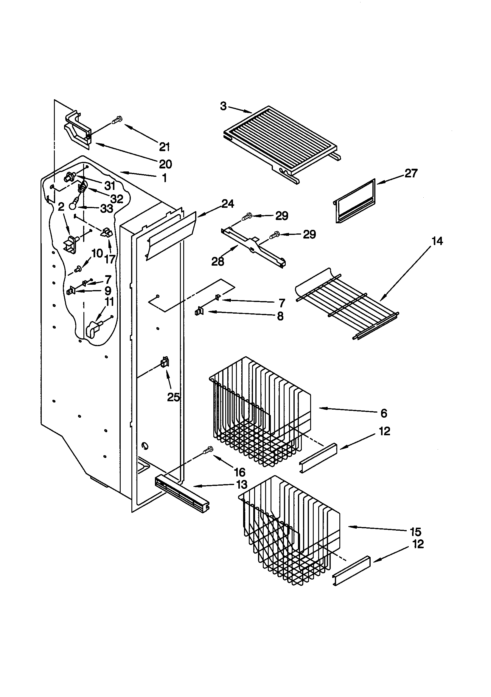 Kenmore 10658599891 freezer liner diagram