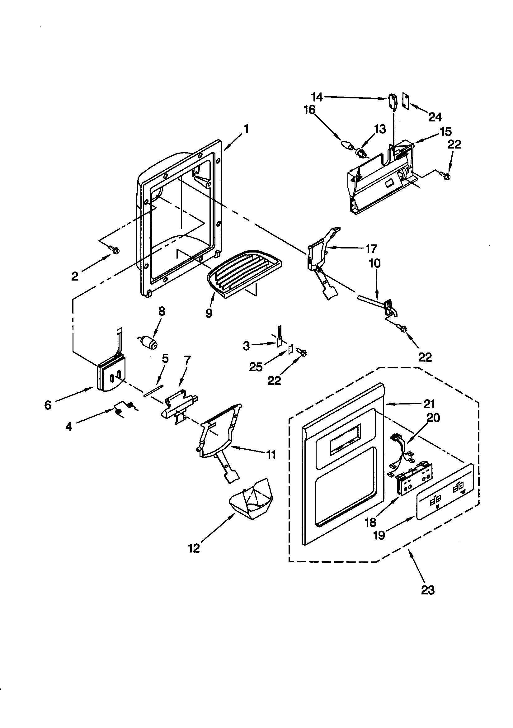 Kenmore 10658599891 dispenser front diagram