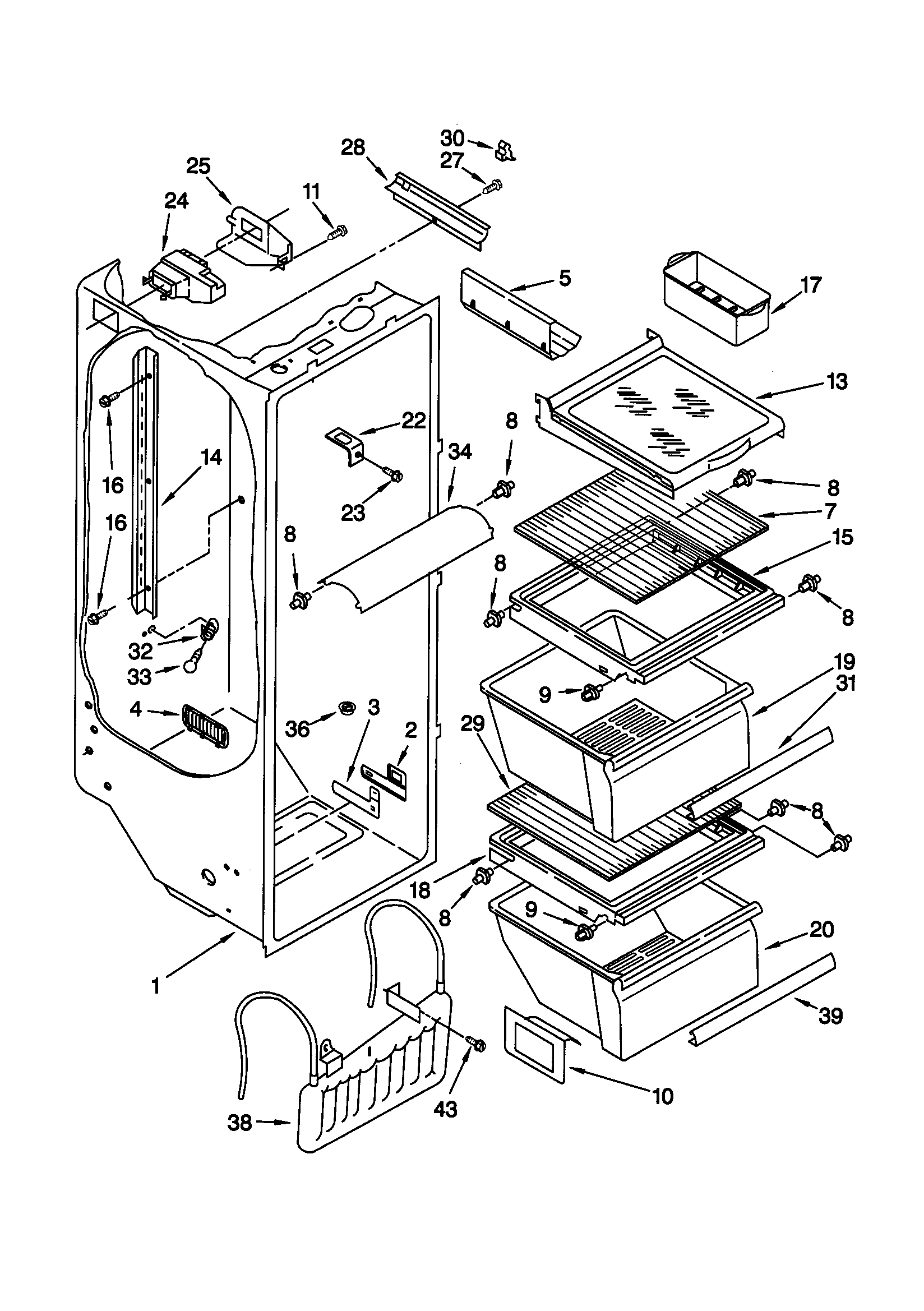 Kenmore 10658567891 refrigerator liner diagram
