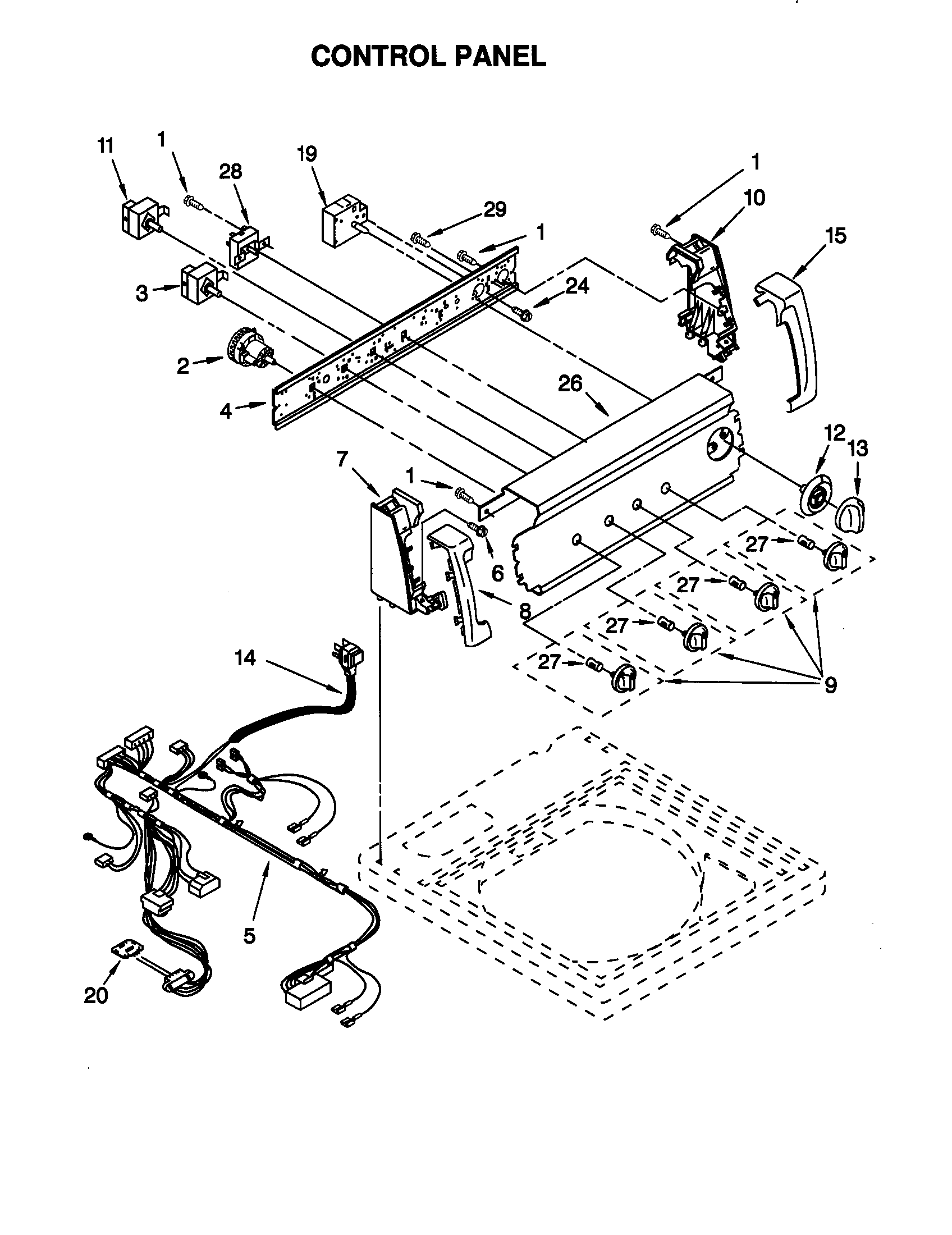 Kenmore 11028872891 control panel diagram