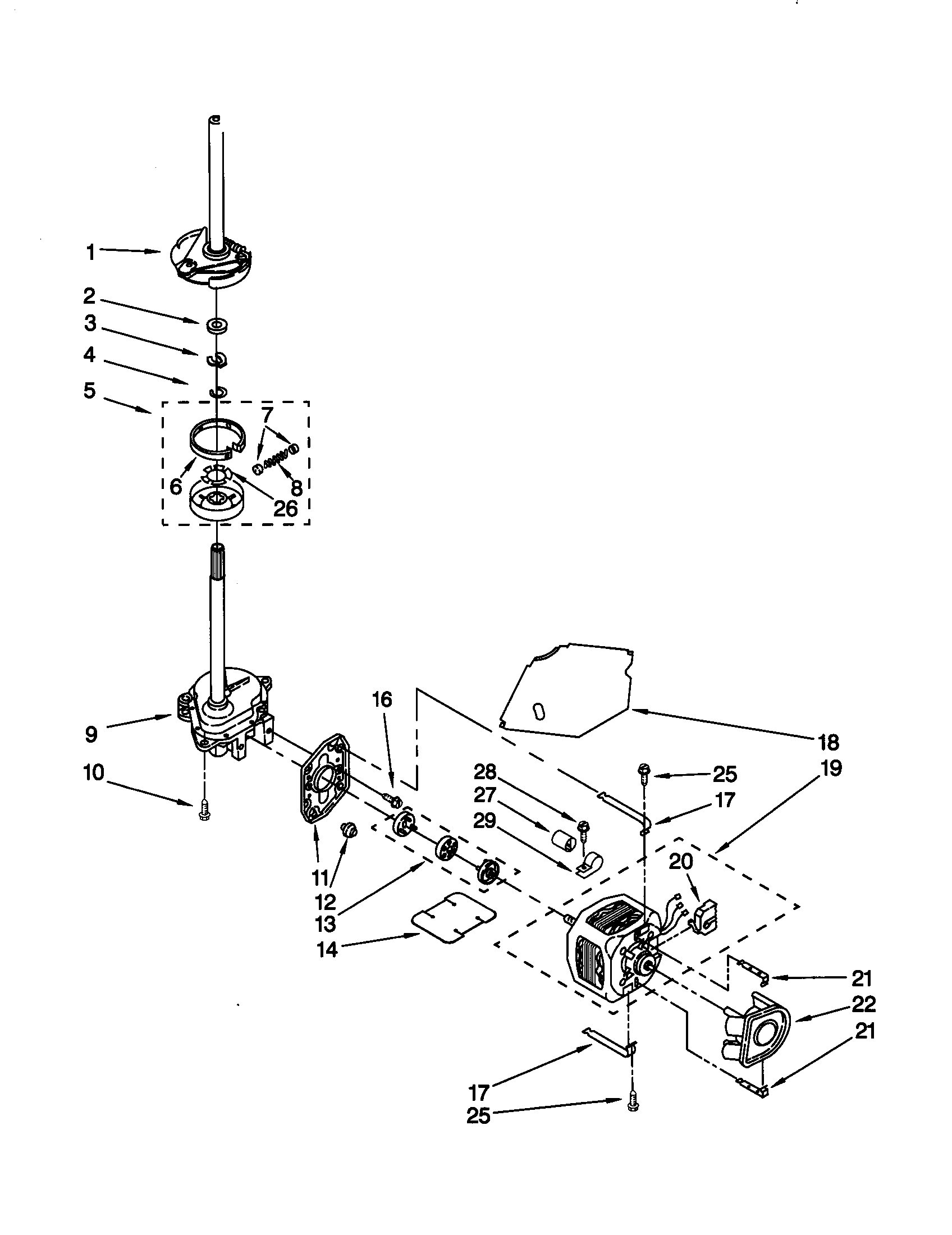 Kenmore 11028872891 brake/clutch/gearcase/motor/pump diagram