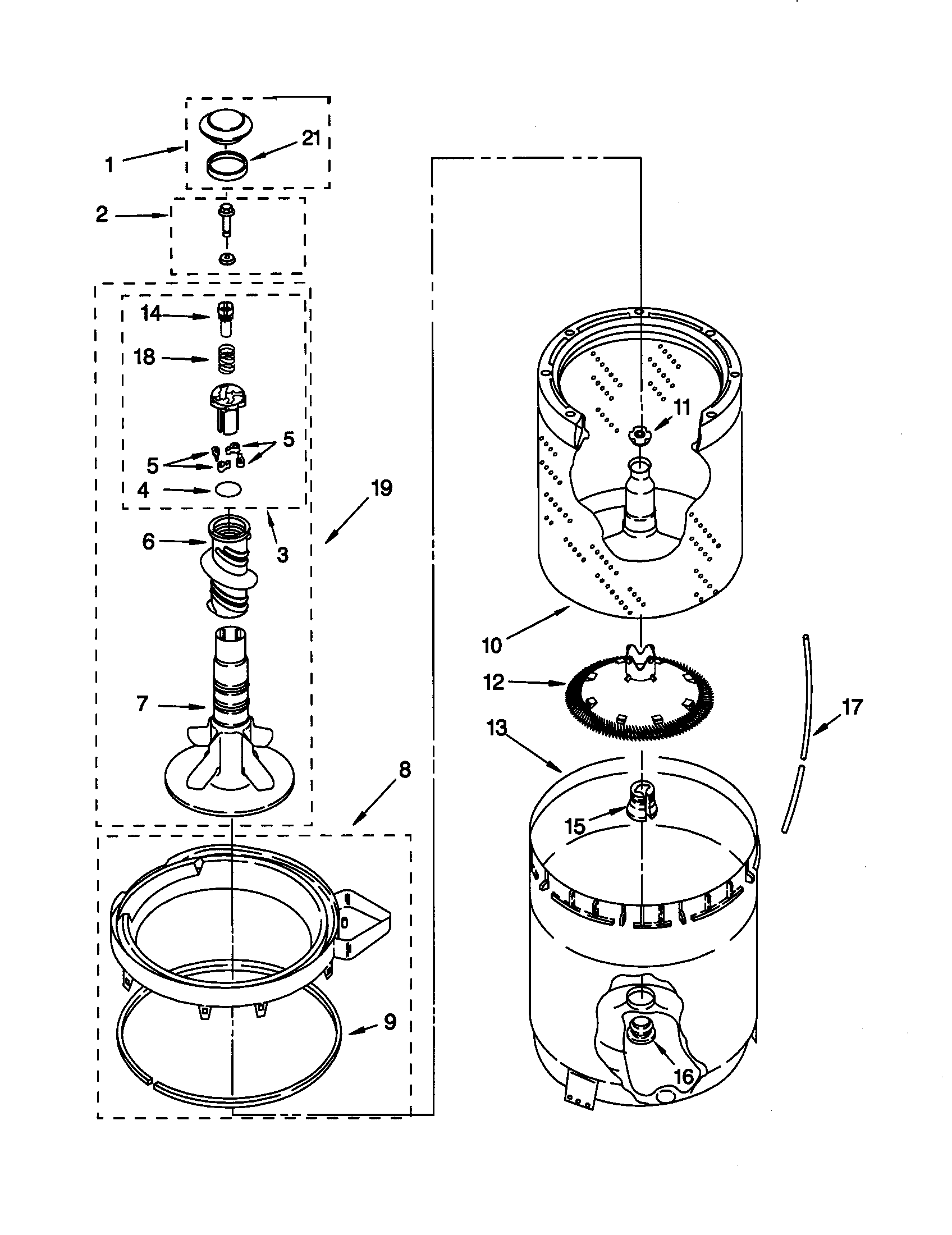 Kenmore 11026952691 agitator/basket/tub diagram