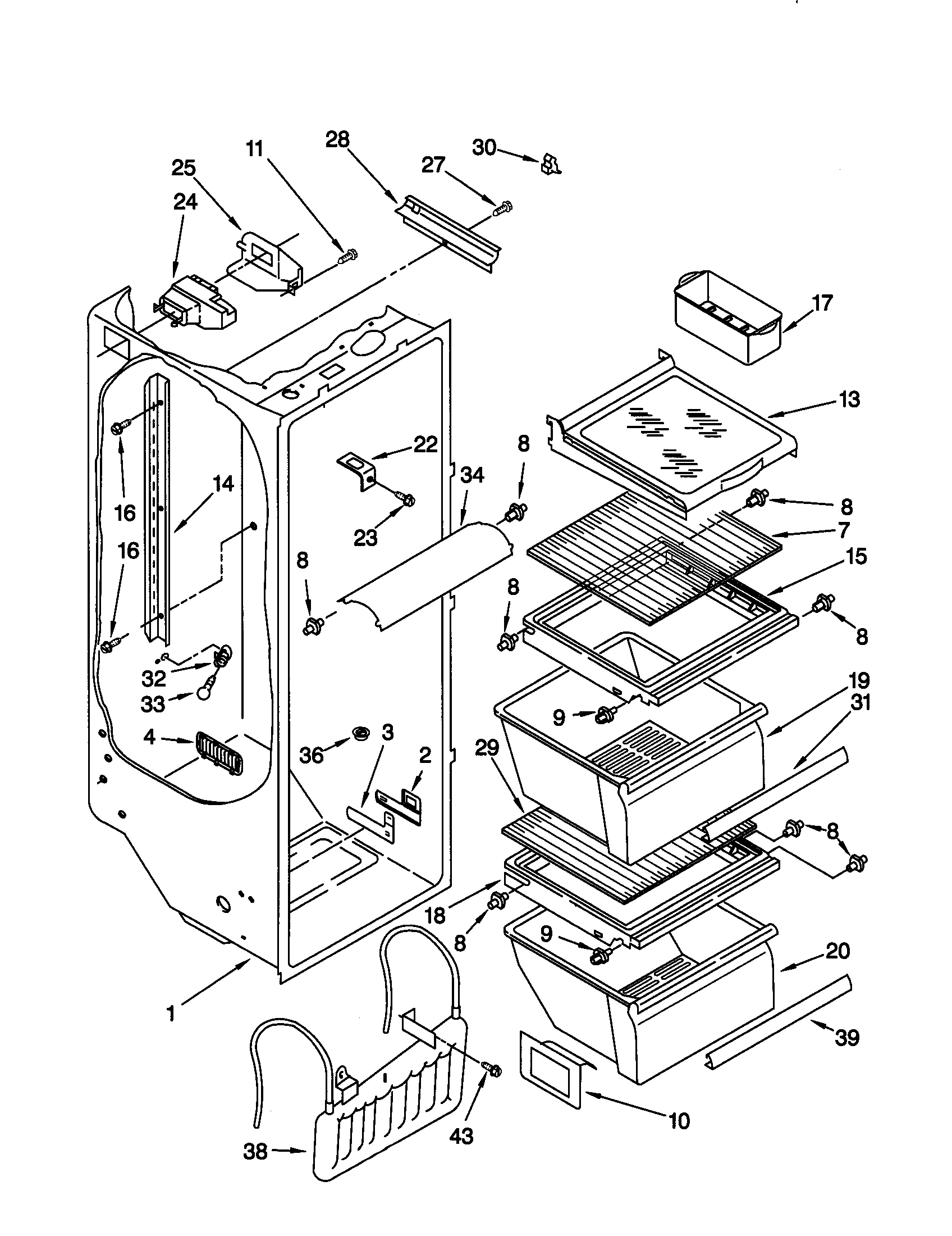 Kenmore 10657567792 refrigerator liner diagram