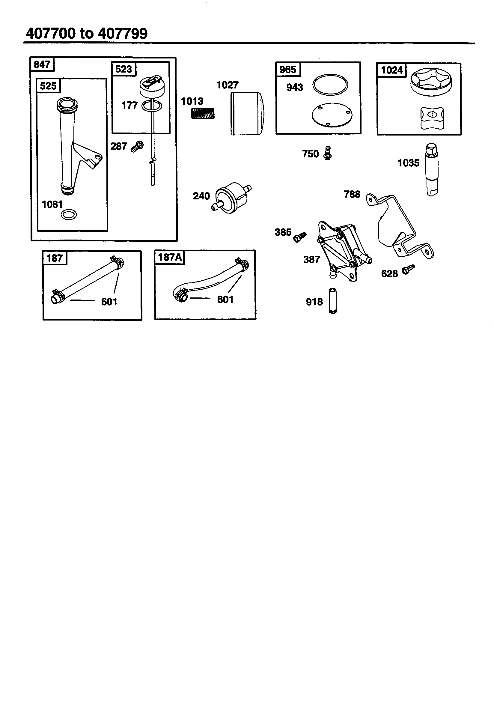 Briggs & Stratton 407777-0128 dipstick and tube assembly diagram