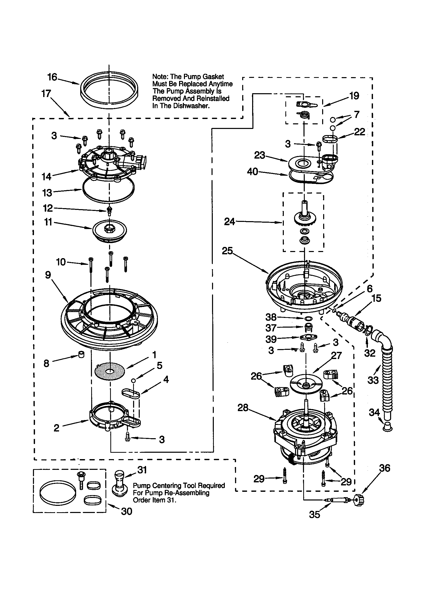 Kenmore 66516805891 pump and motor diagram