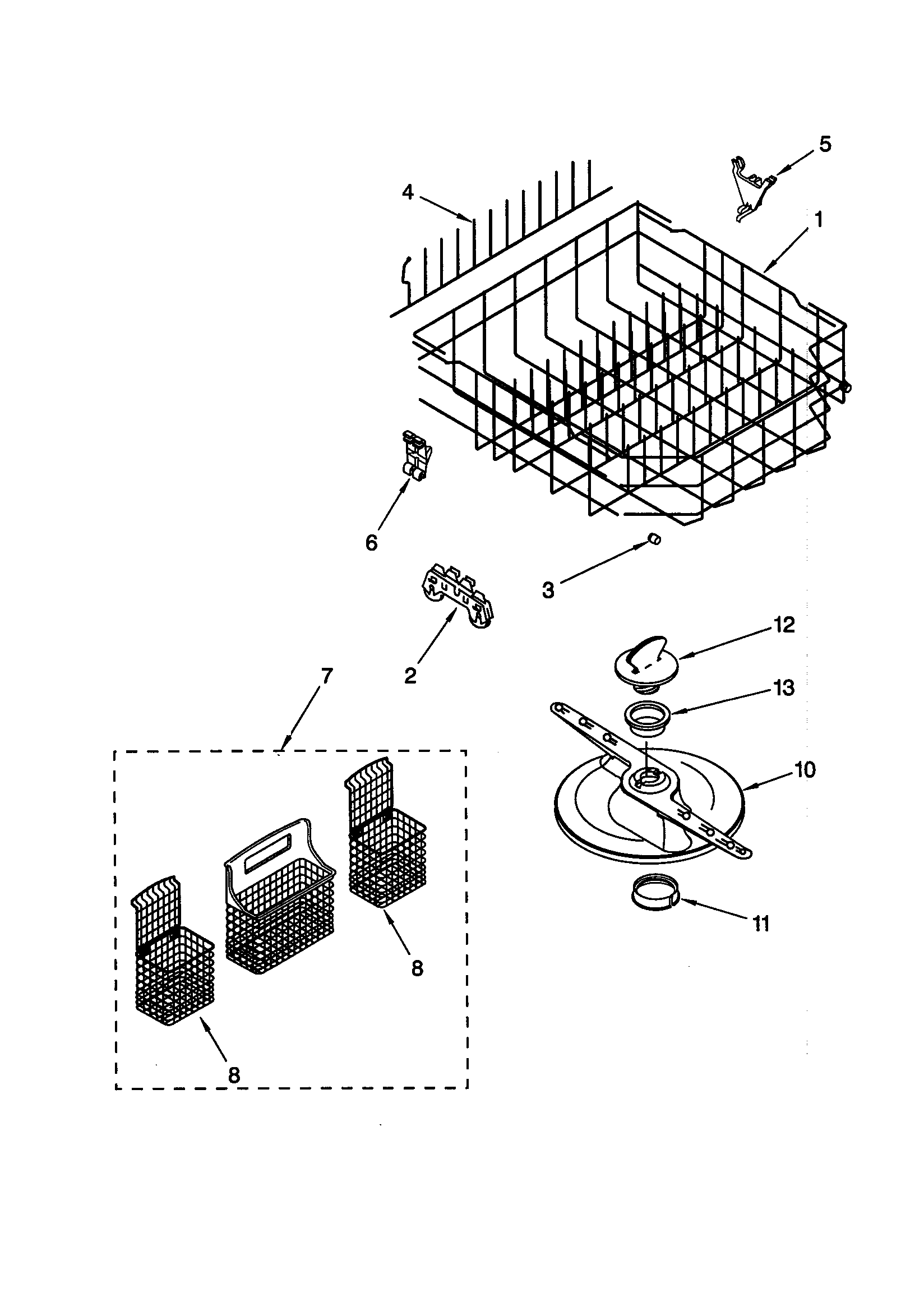 Kenmore 66516805891 lower dishrack diagram