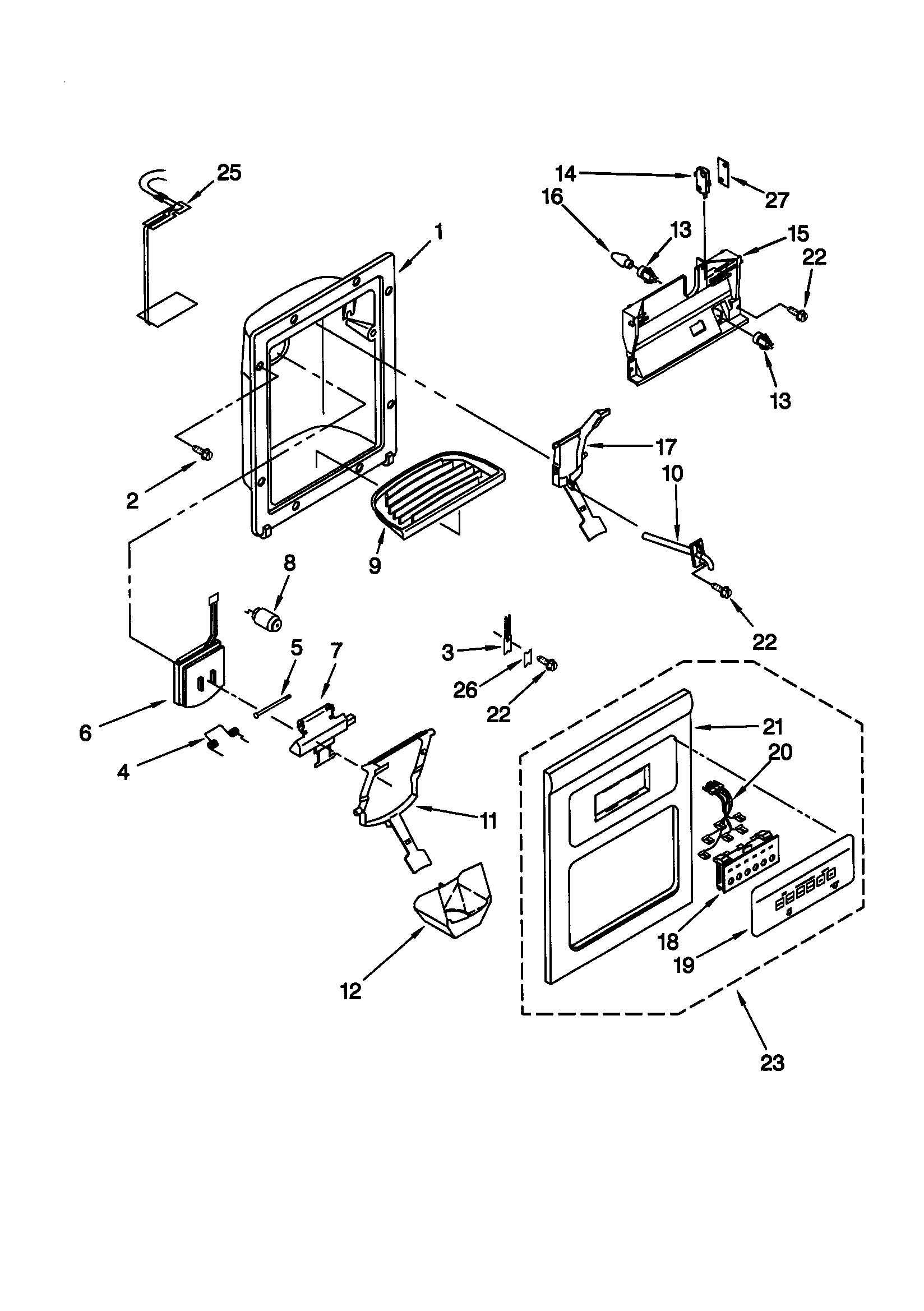 Kenmore 10659042991 dispenser front diagram