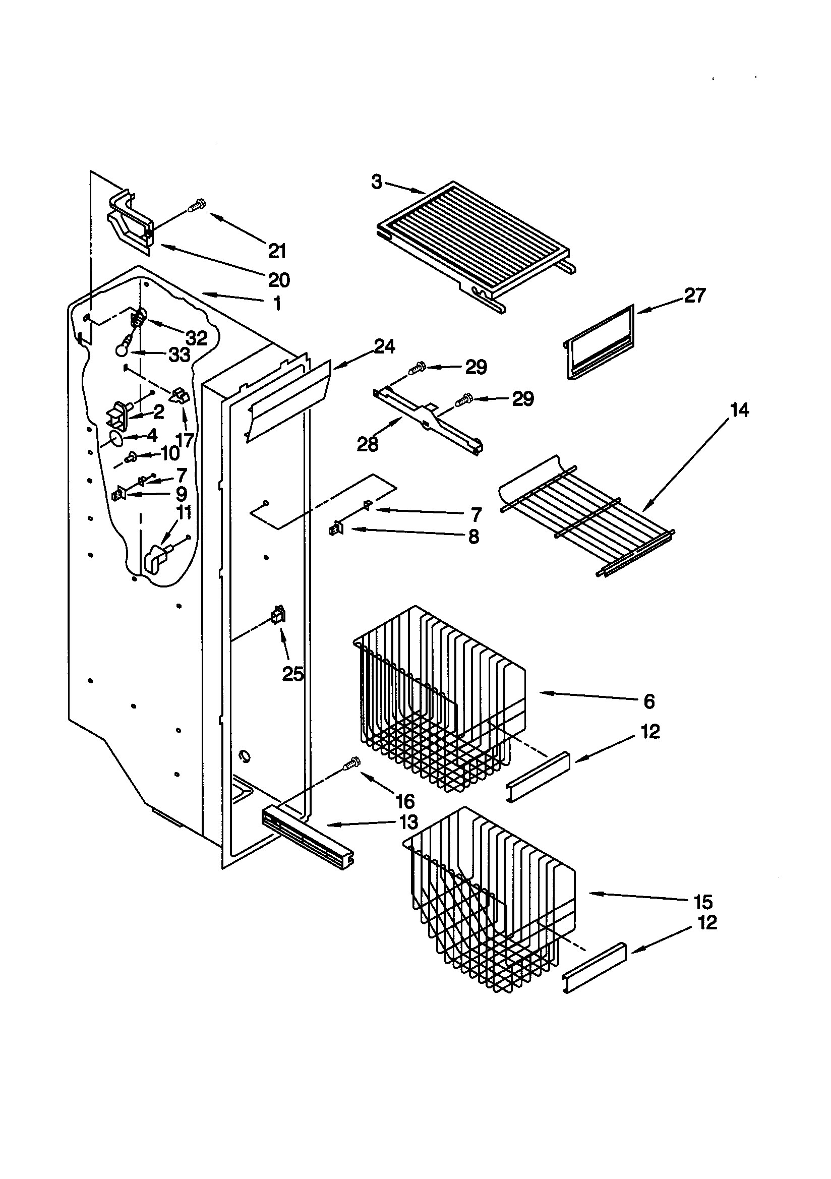 Kenmore 10658582892 freezer liner diagram