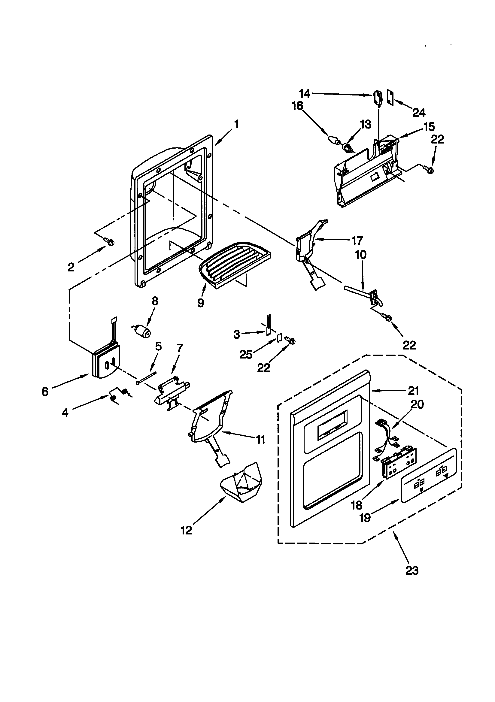 Kenmore 10658582892 dispenser front diagram