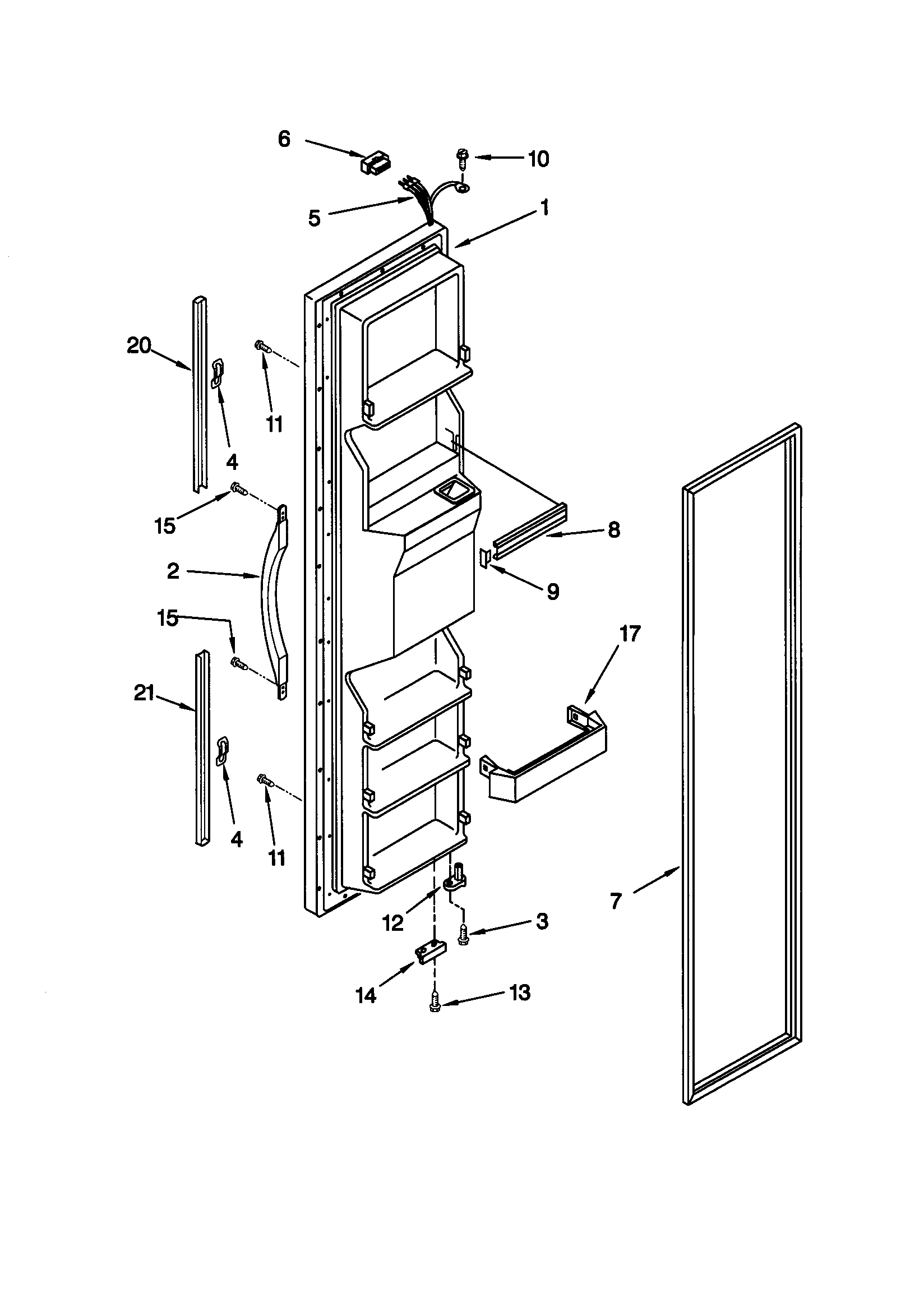 Kenmore 10658787892 freezer door diagram