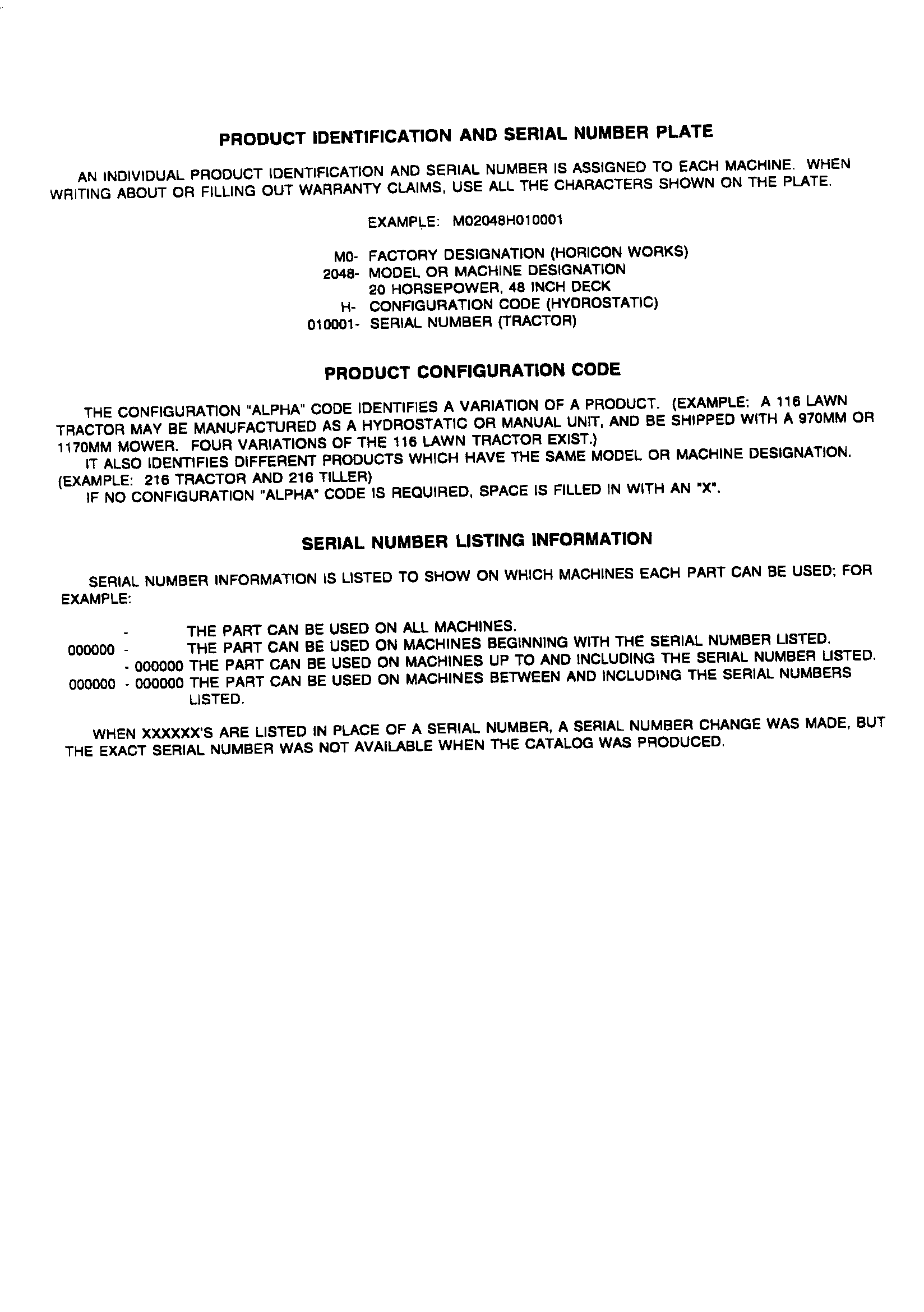 Sabre M02048HXXXXXX prduct identification- text only diagram