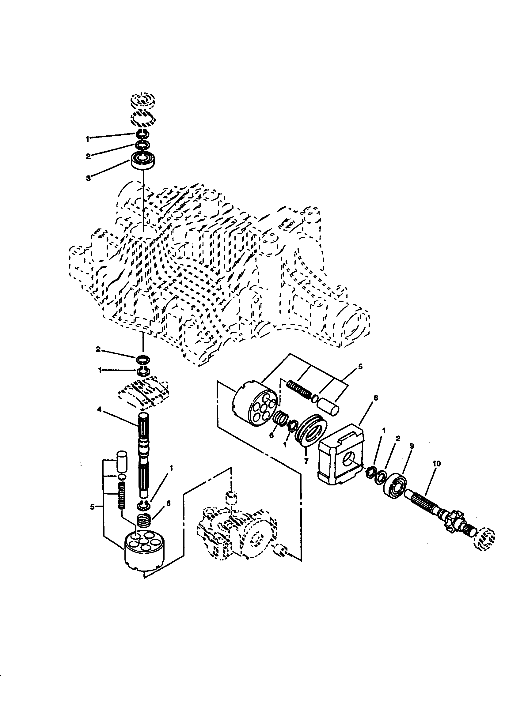 Sabre M02048HXXXXXX motor and pump shaft assembly diagram