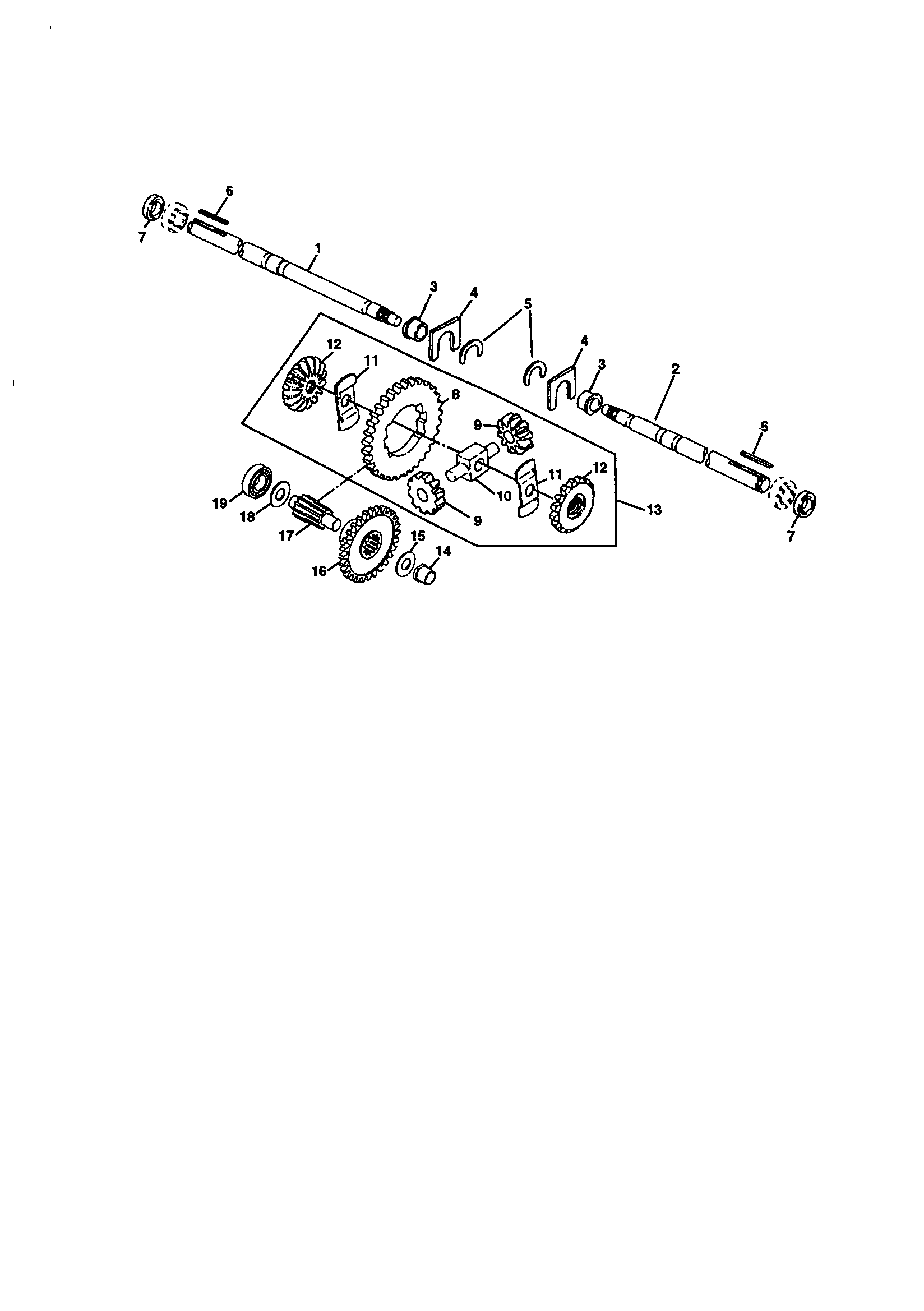 Sabre M02048HXXXXXX axle shaft and differential diagram