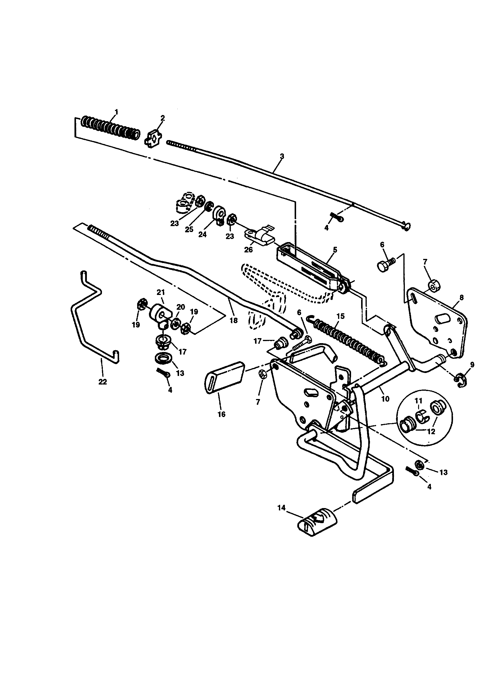 Sabre M02048HXXXXXX brake and hydro control linkage diagram