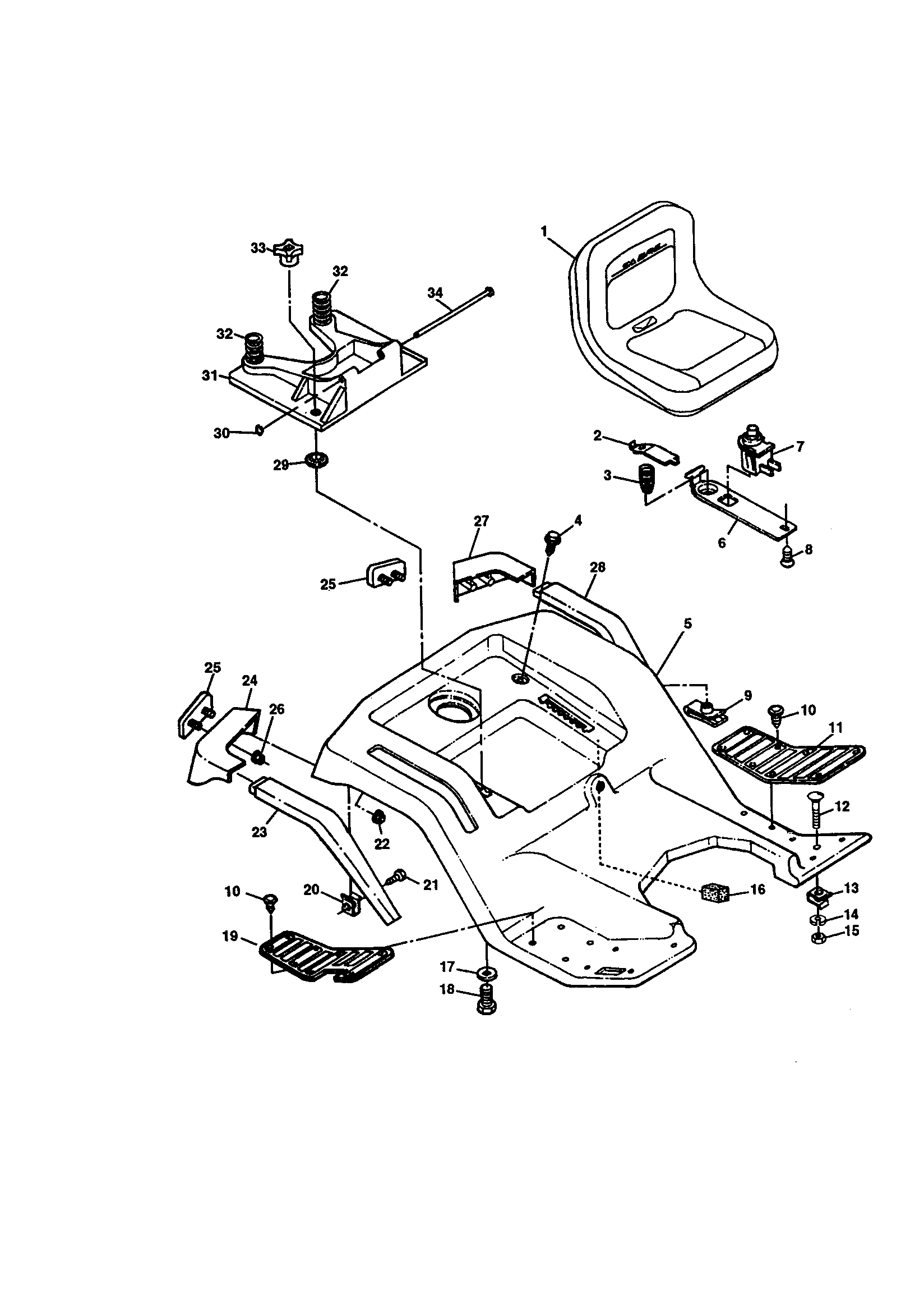 Sabre M02048HXXXXXX seat and seat support diagram