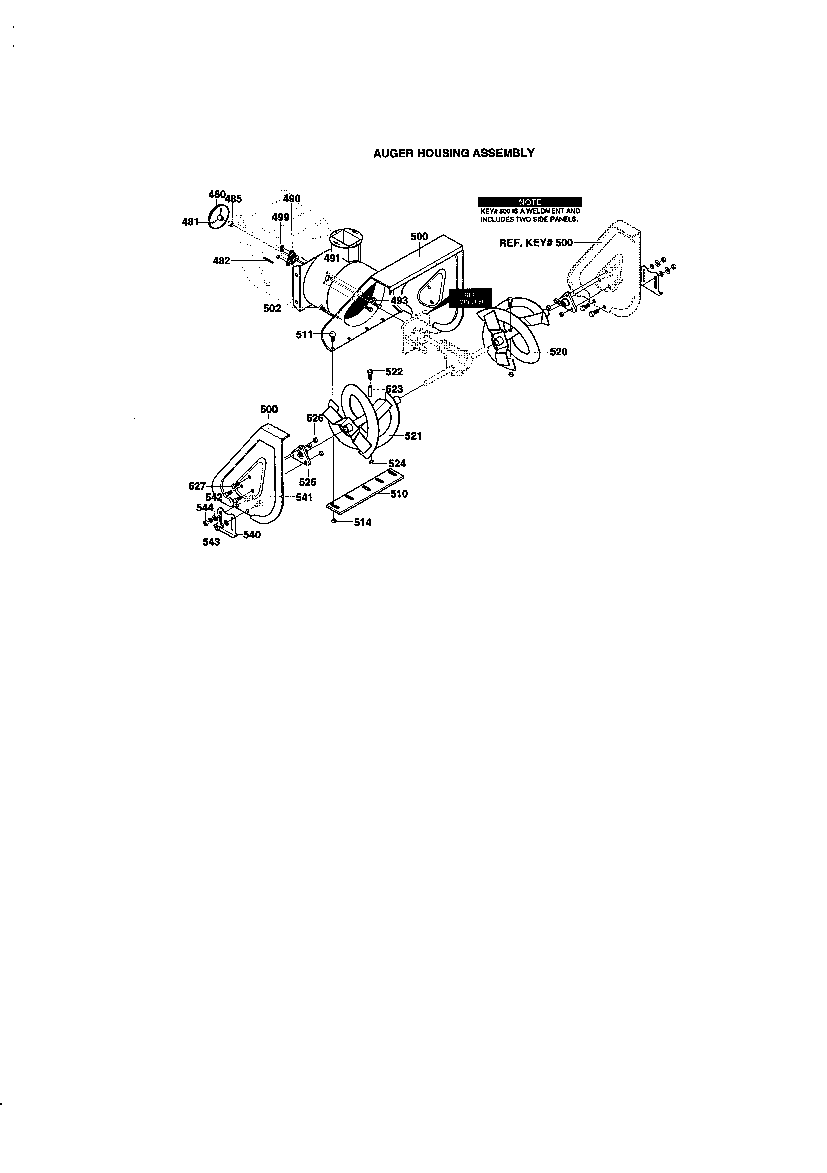 Murray 622504X8 auger housing assembly diagram